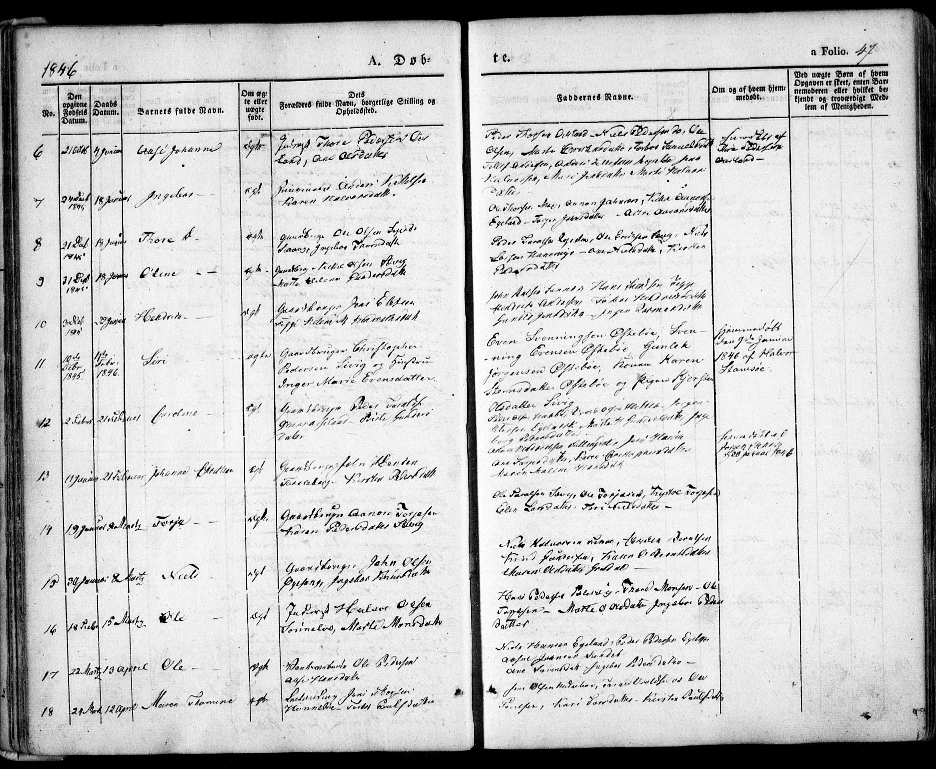 Søndeled sokneprestkontor, SAK/1111-0038/F/Fa/L0002: Parish register (official) no. A 2, 1839-1860, p. 47