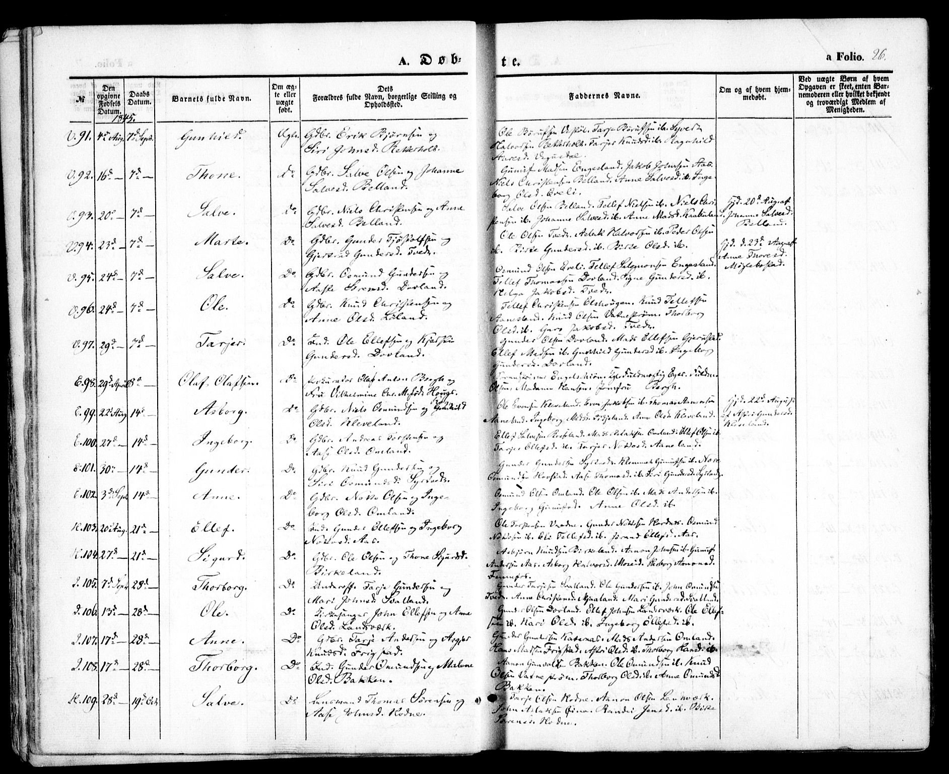 Evje sokneprestkontor, AV/SAK-1111-0008/F/Fa/Faa/L0005: Parish register (official) no. A 5, 1843-1865, p. 26