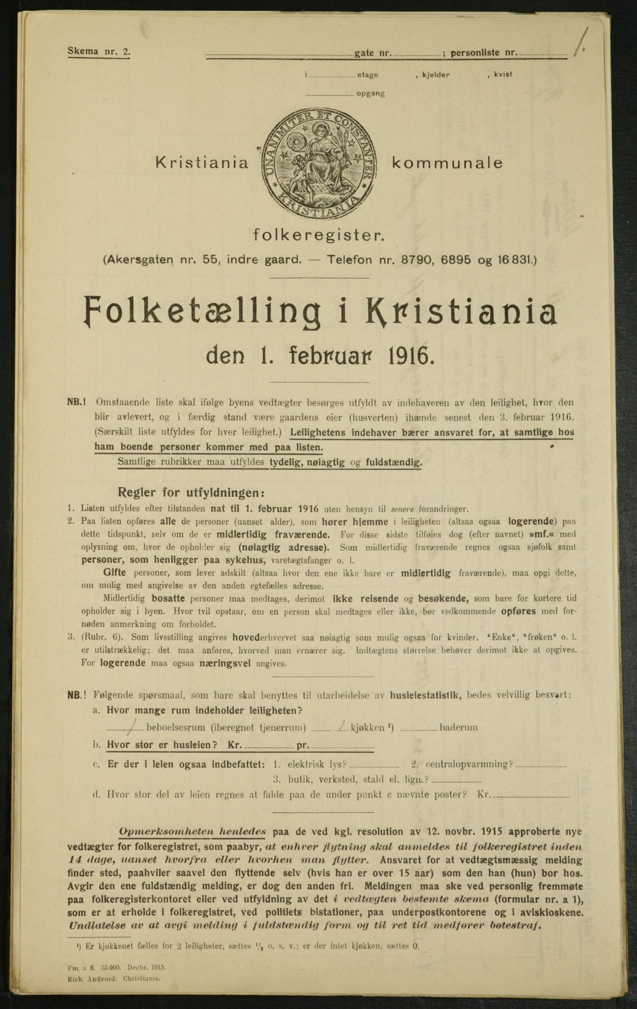 OBA, Municipal Census 1916 for Kristiania, 1916, p. 1390