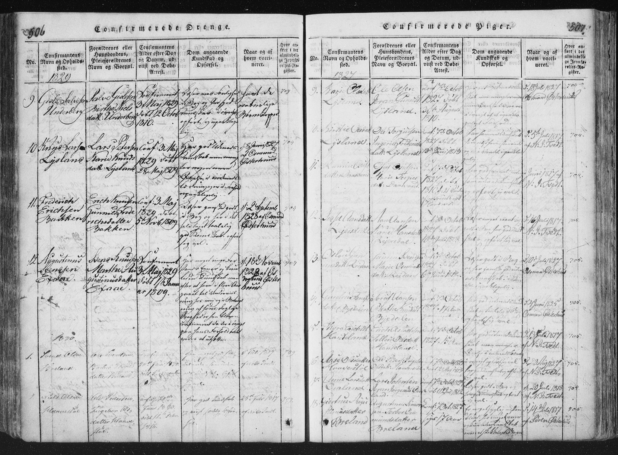 Åseral sokneprestkontor, AV/SAK-1111-0051/F/Fa/L0001: Parish register (official) no. A 1, 1815-1853, p. 506-507