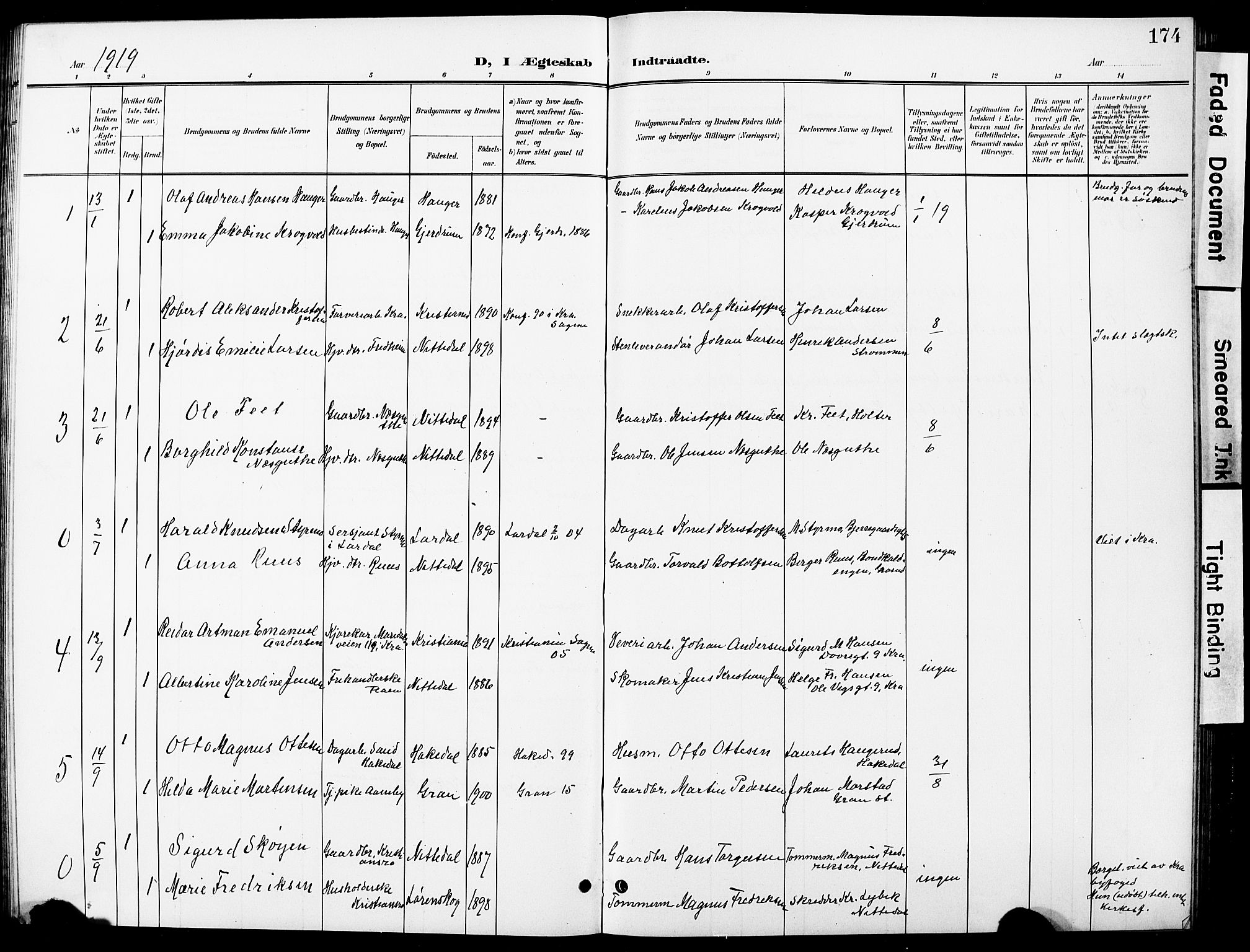 Nittedal prestekontor Kirkebøker, AV/SAO-A-10365a/G/Ga/L0003: Parish register (copy) no. I 3, 1902-1929, p. 174