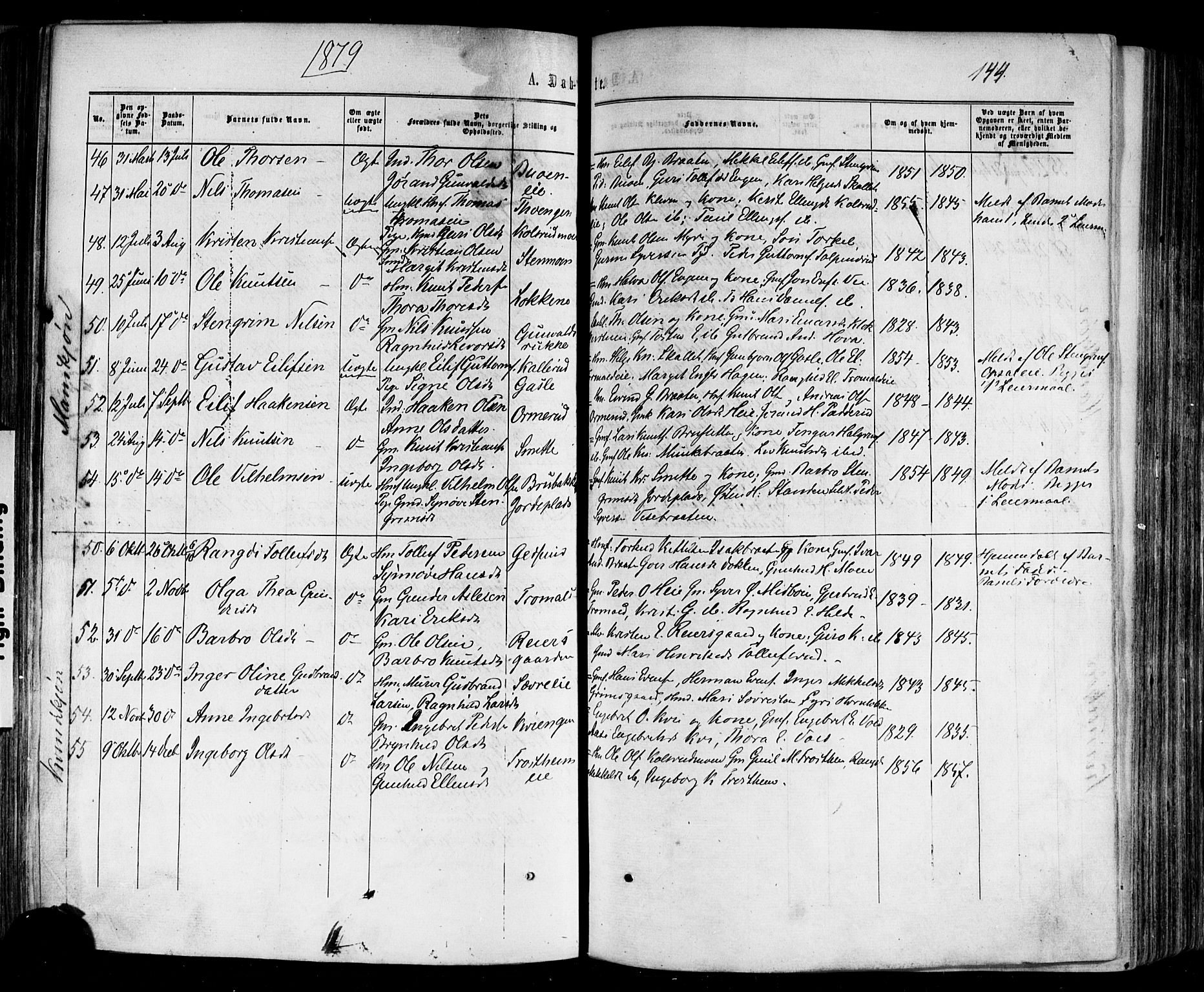 Nes kirkebøker, AV/SAKO-A-236/F/Fa/L0010: Parish register (official) no. 10, 1864-1880, p. 144