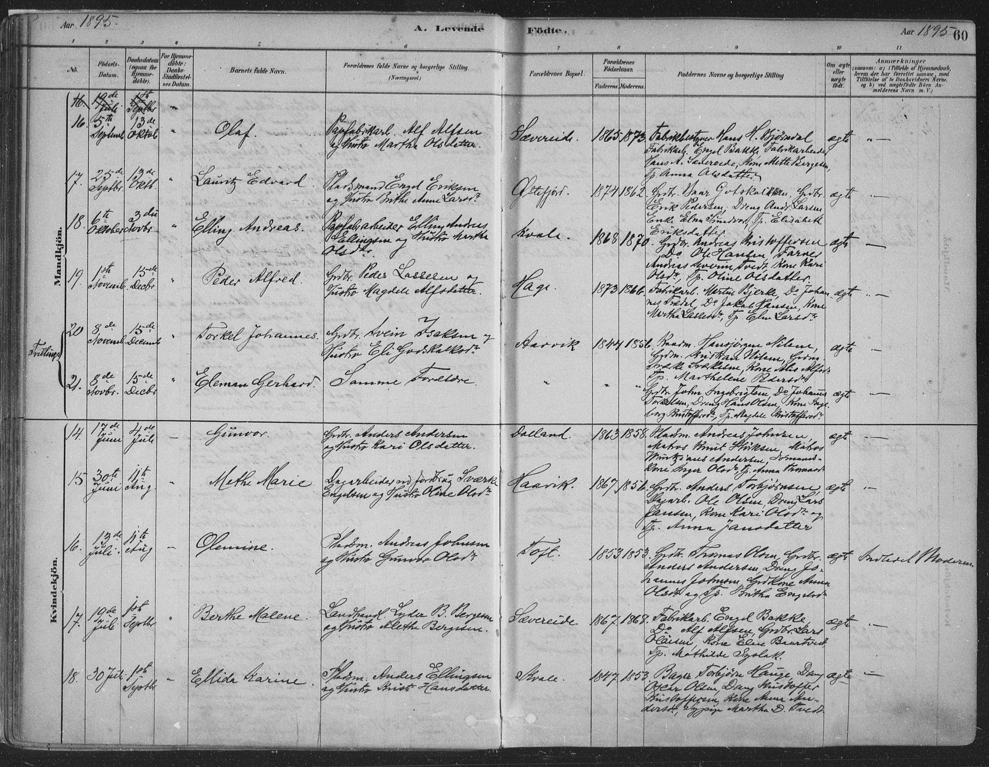 Fusa sokneprestembete, SAB/A-75401/H/Haa: Parish register (official) no. D 1, 1880-1938, p. 60