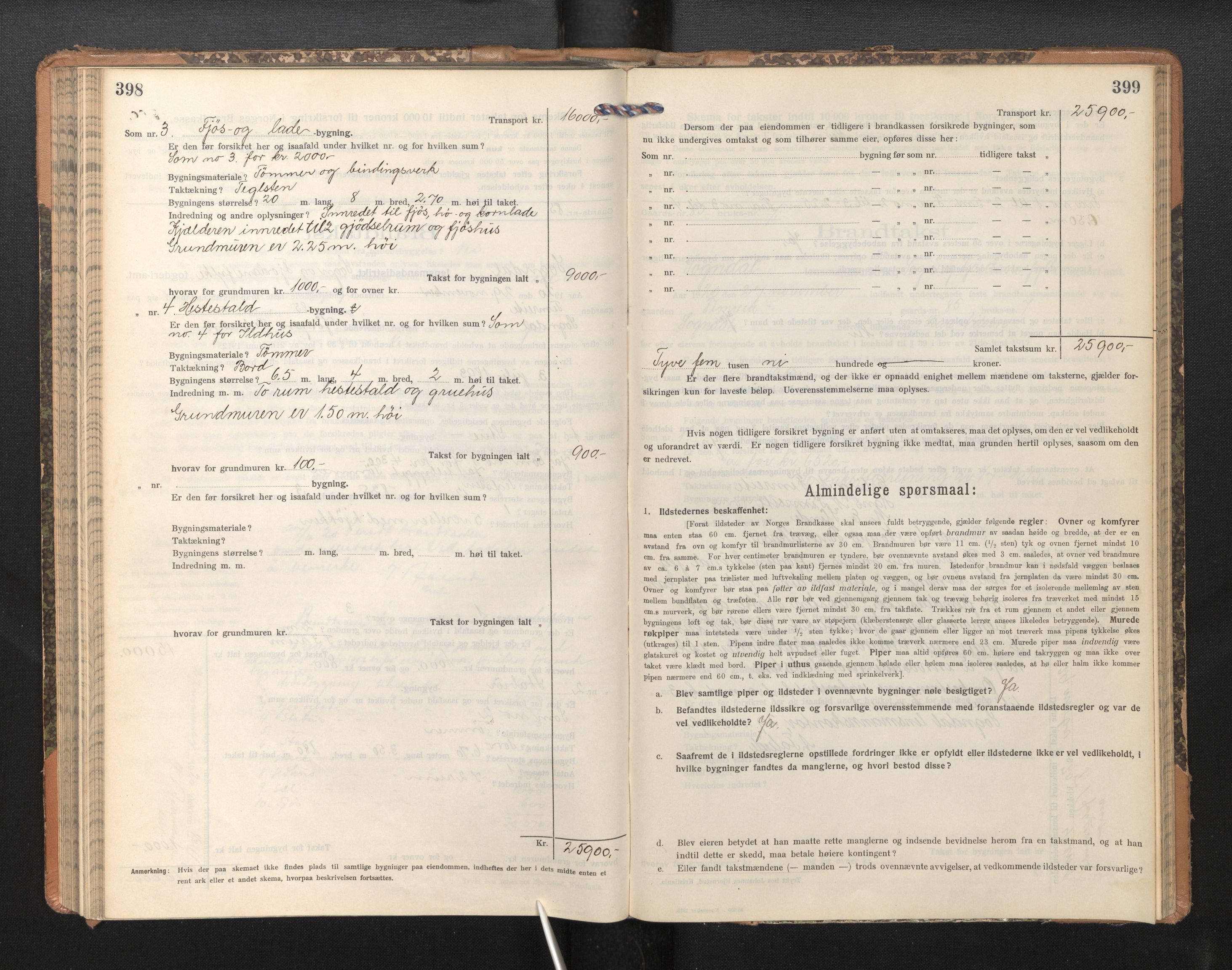 Lensmannen i Sogndal, SAB/A-29901/0012/L0011: Branntakstprotokoll, skjematakst, 1914-1922, p. 398-399