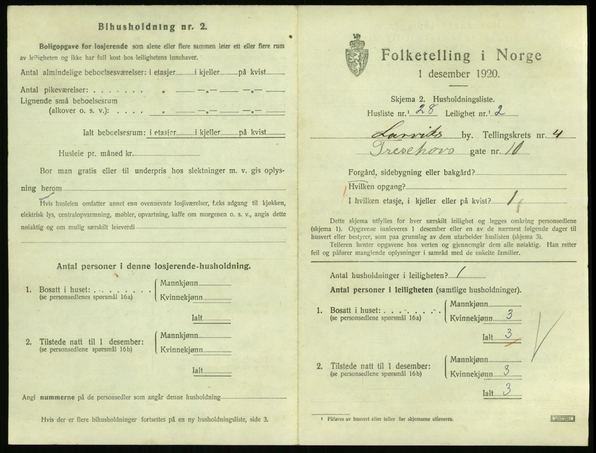 SAKO, 1920 census for Larvik, 1920, p. 4260