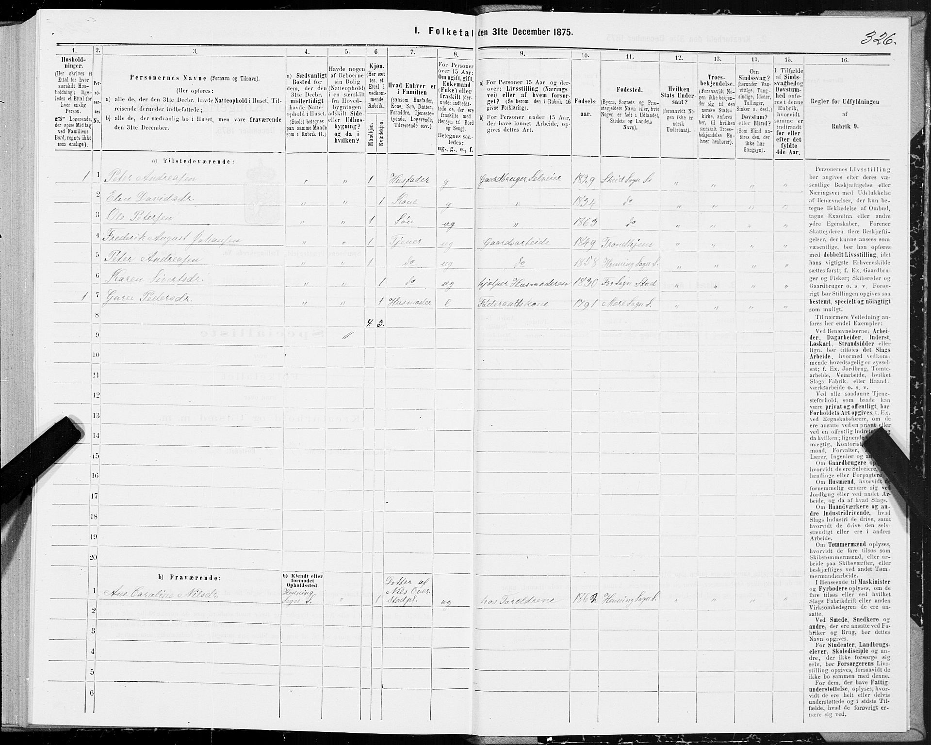 SAT, 1875 census for 1731P Sparbu, 1875, p. 4326