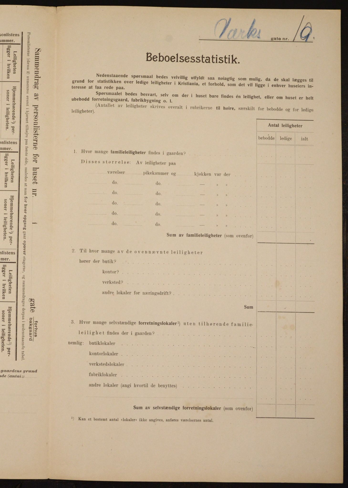 OBA, Municipal Census 1910 for Kristiania, 1910, p. 115585