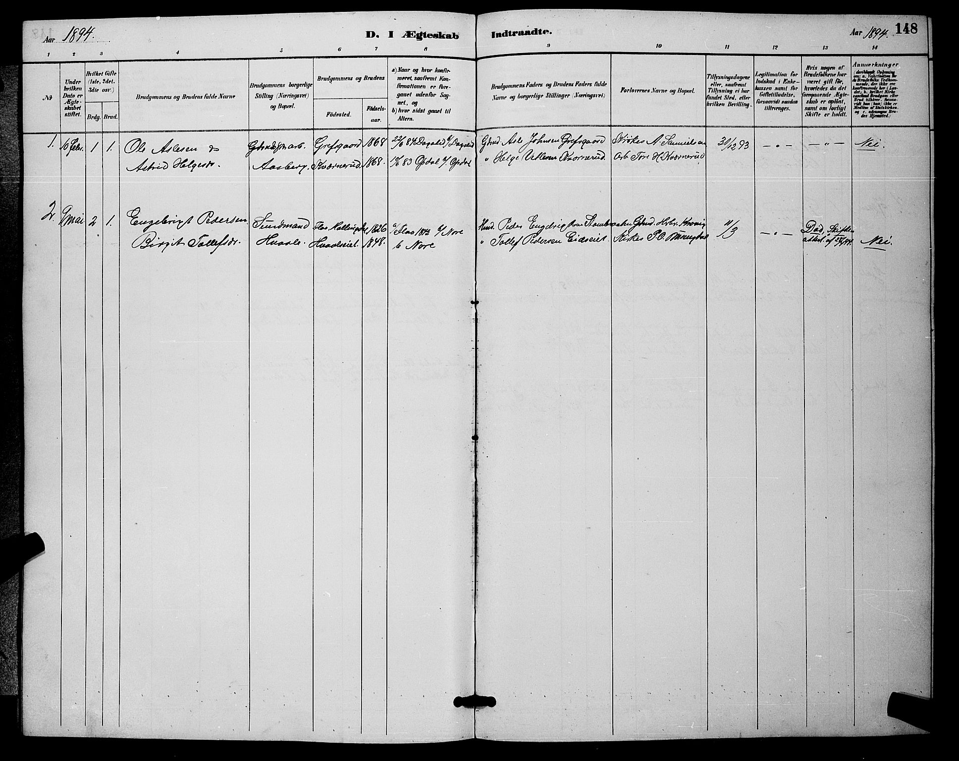 Nore kirkebøker, AV/SAKO-A-238/G/Ga/L0003: Parish register (copy) no. I 3, 1886-1903, p. 148