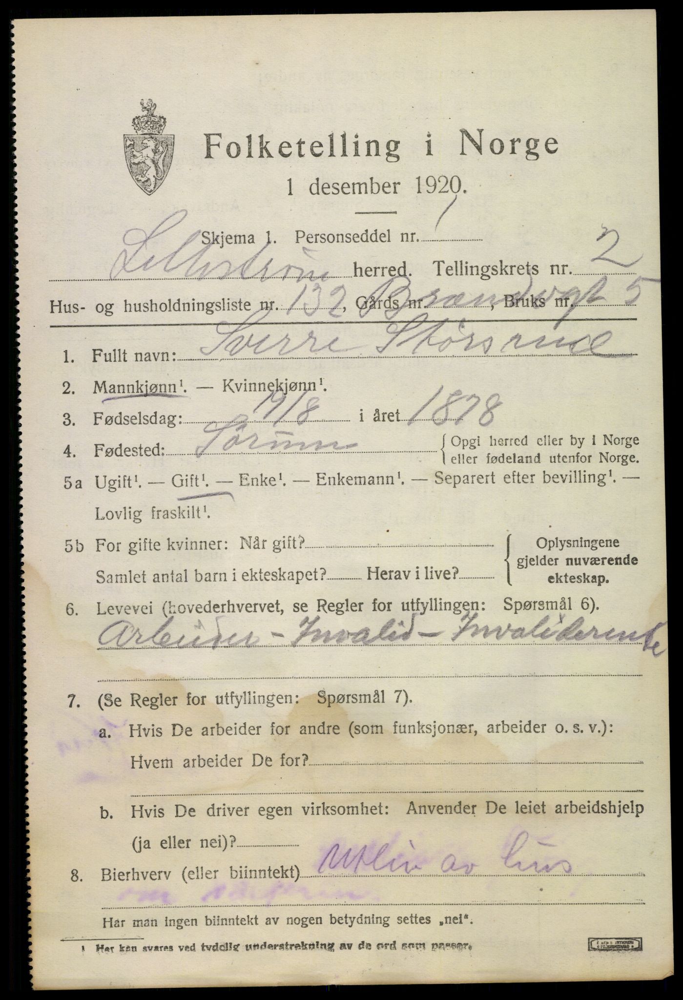 SAO, 1920 census for Lillestrøm, 1920, p. 7088