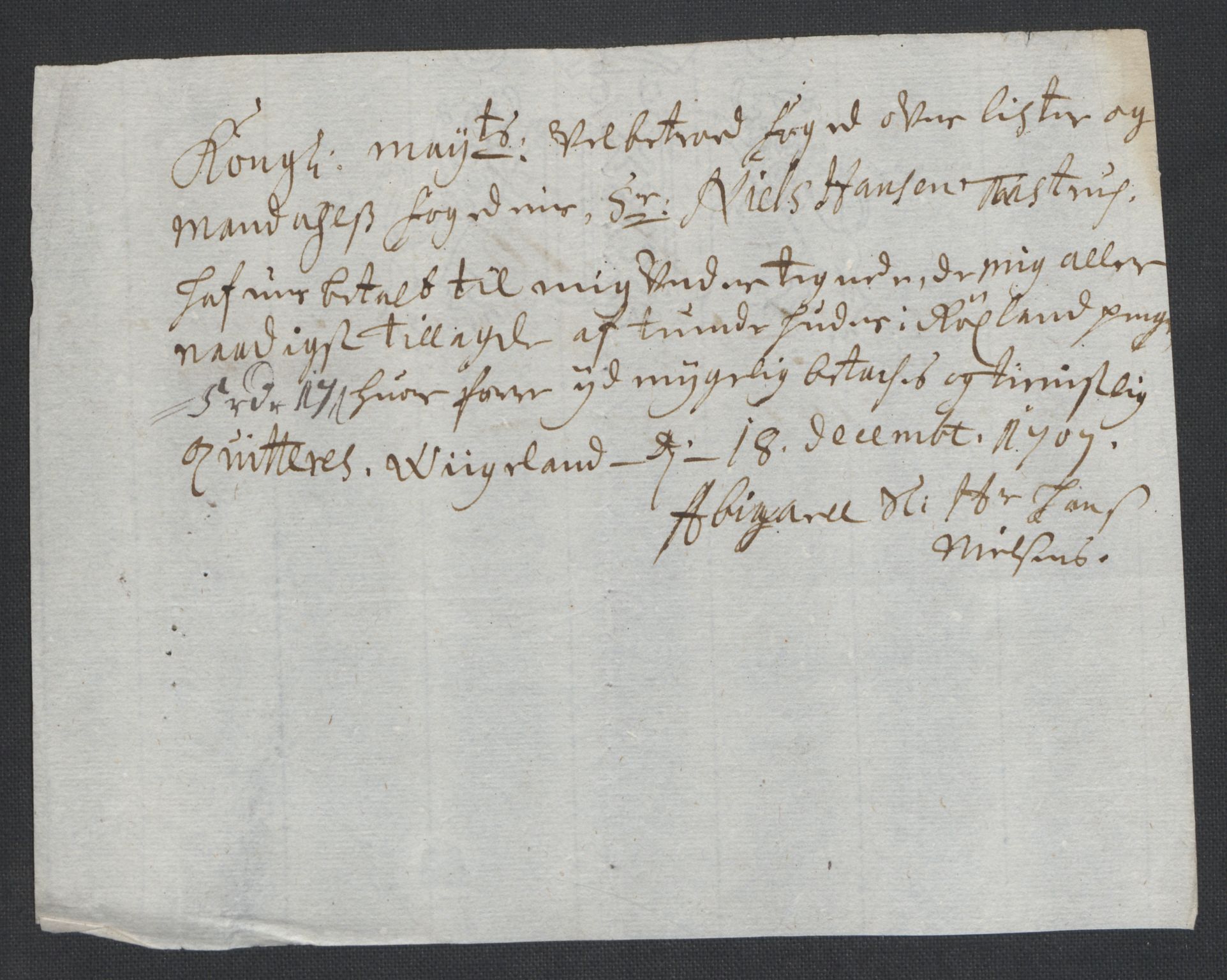 Rentekammeret inntil 1814, Reviderte regnskaper, Fogderegnskap, AV/RA-EA-4092/R43/L2551: Fogderegnskap Lista og Mandal, 1705-1709, p. 475