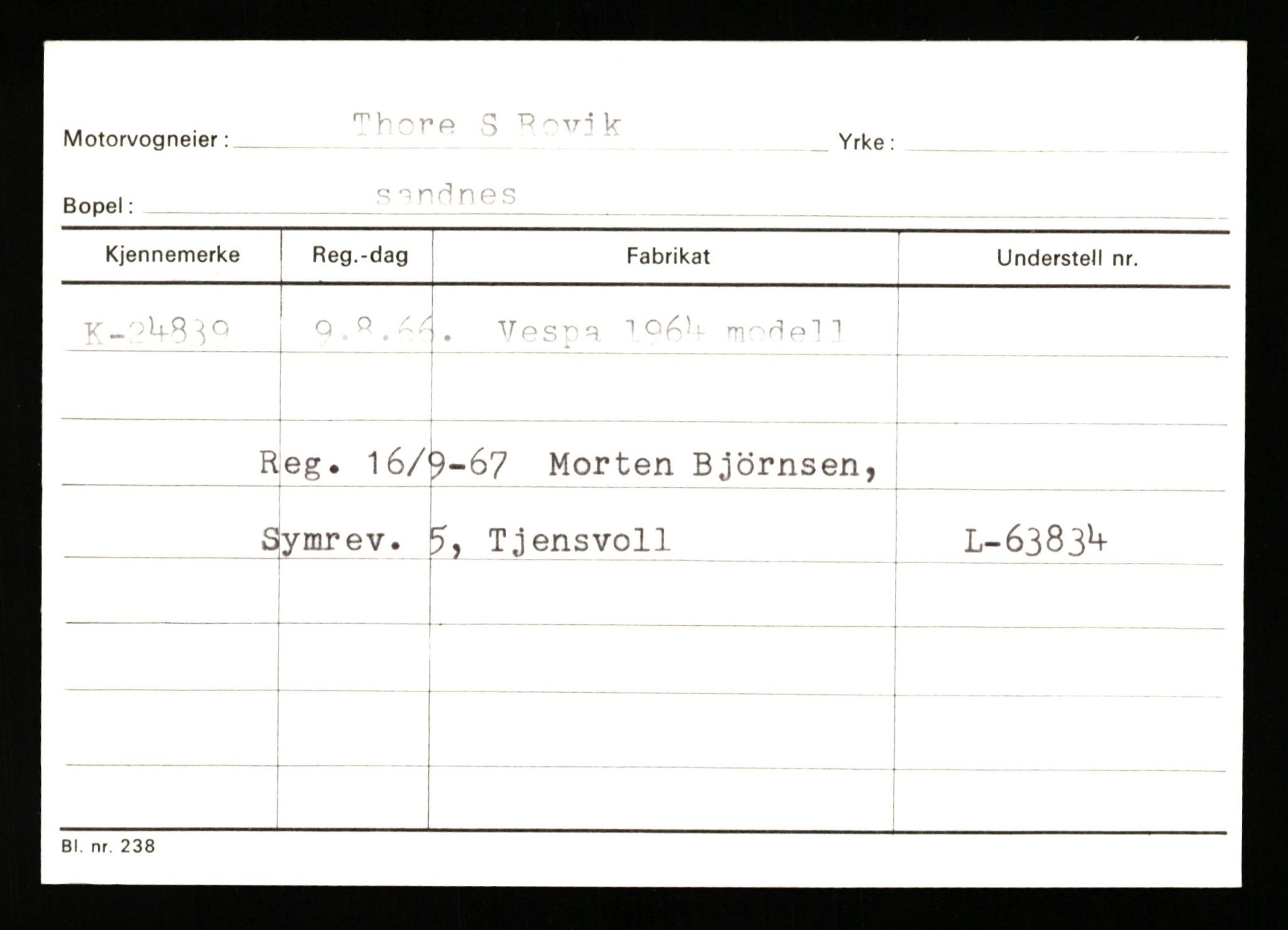 Stavanger trafikkstasjon, SAST/A-101942/0/G/L0005: Registreringsnummer: 23000 - 34245, 1930-1971, p. 461