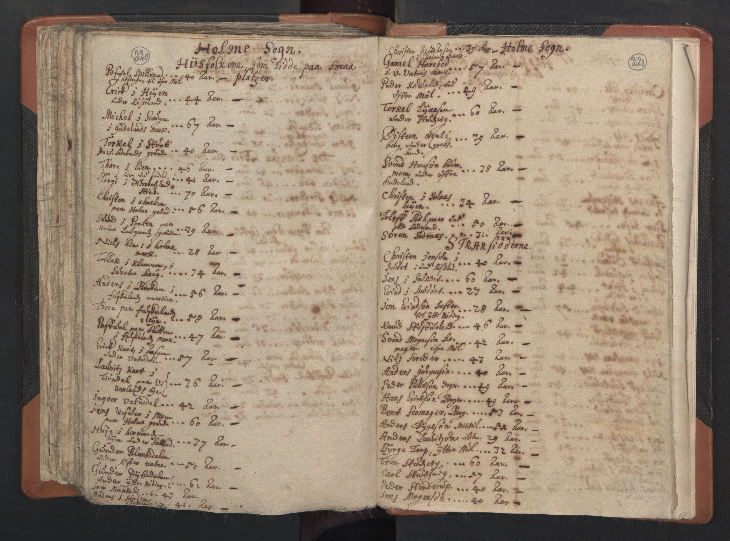 RA, Vicar's Census 1664-1666, no. 15: Mandal deanery, 1664-1666, p. 320-321