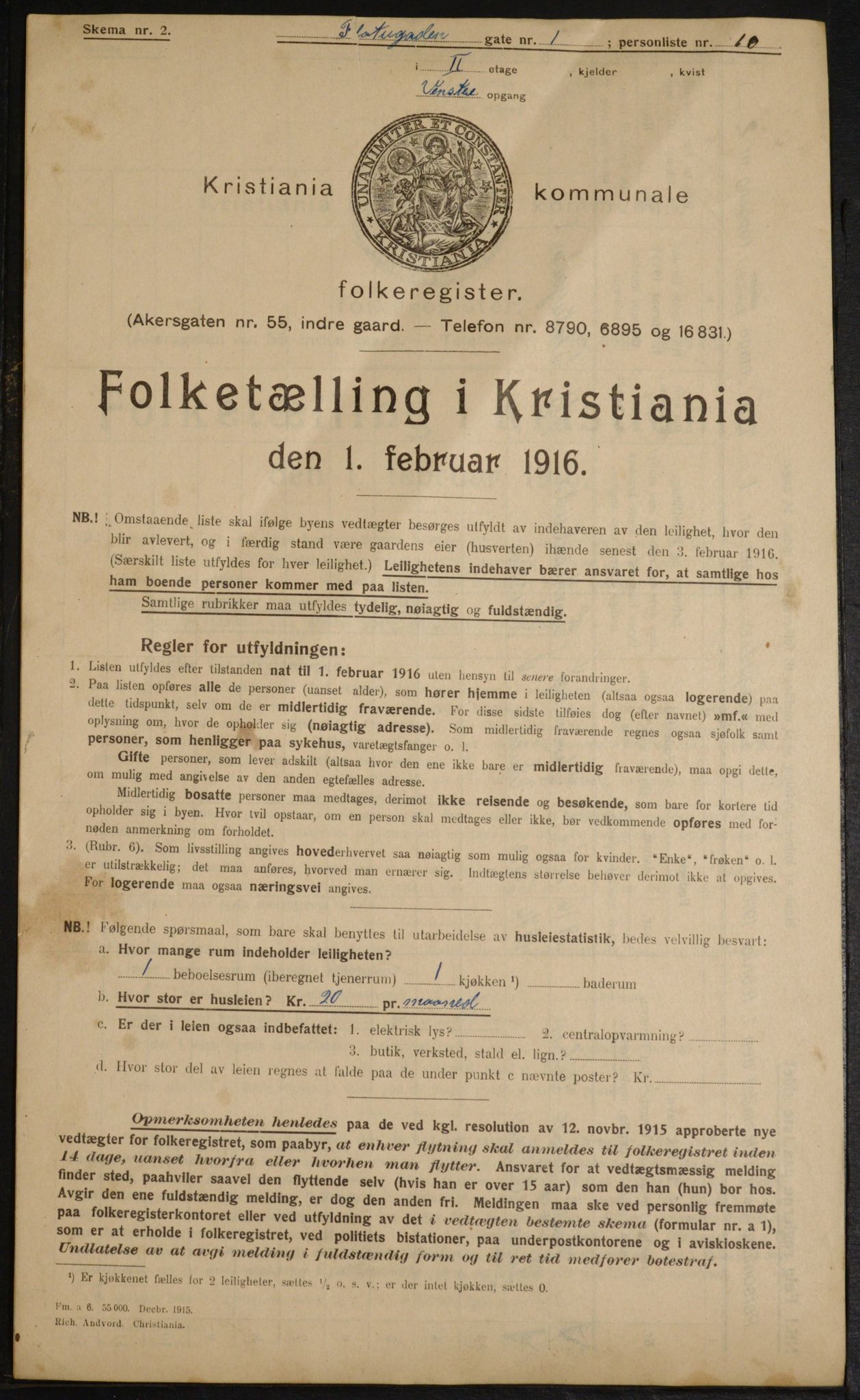 OBA, Municipal Census 1916 for Kristiania, 1916, p. 82127