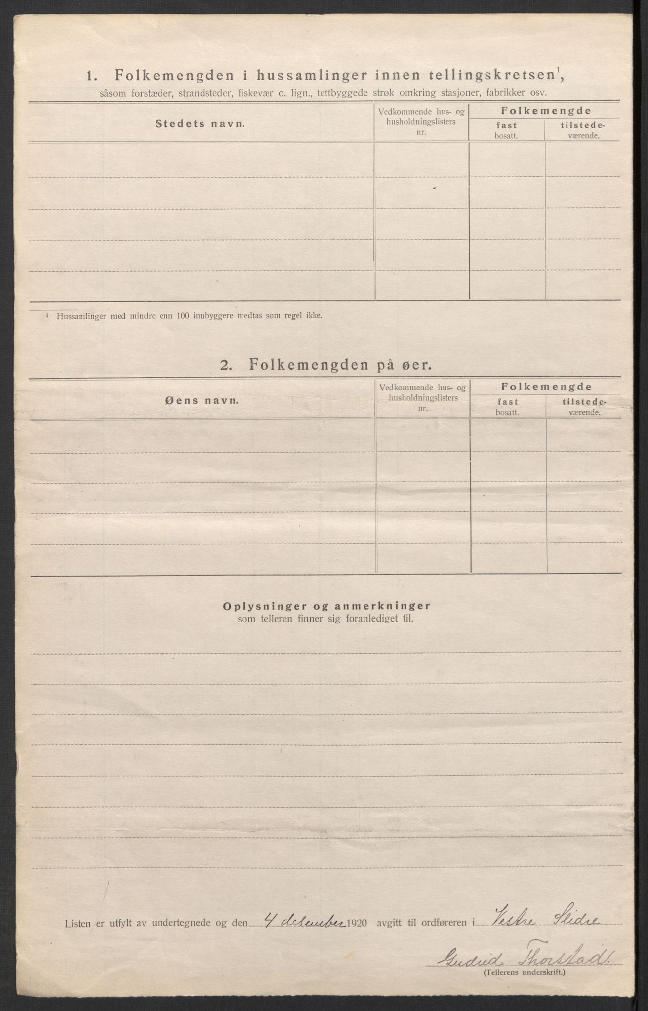 SAH, 1920 census for Vestre Slidre, 1920, p. 11