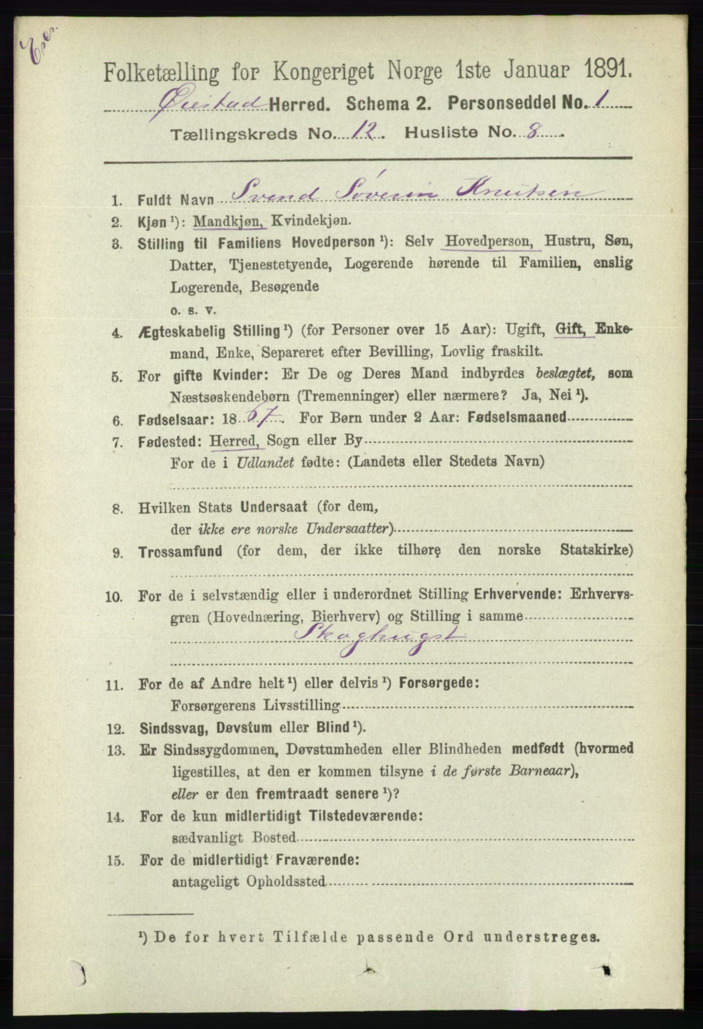 RA, Census 1891 for Nedenes amt: Gjenparter av personsedler for beslektede ektefeller, menn, 1891, p. 673