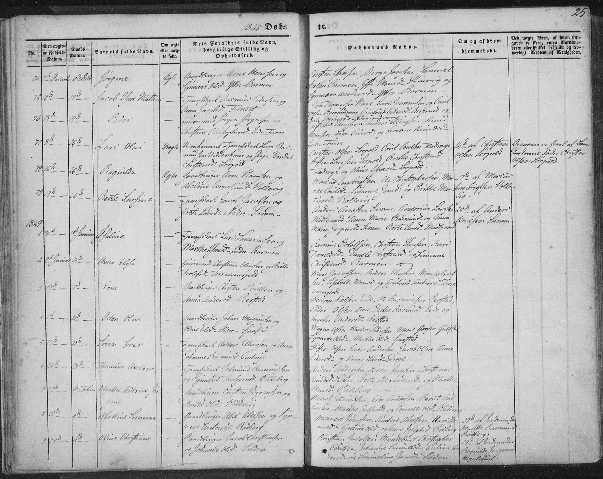 Selje sokneprestembete, SAB/A-99938/H/Ha/Haa/Haaa: Parish register (official) no. A 10, 1844-1858, p. 25