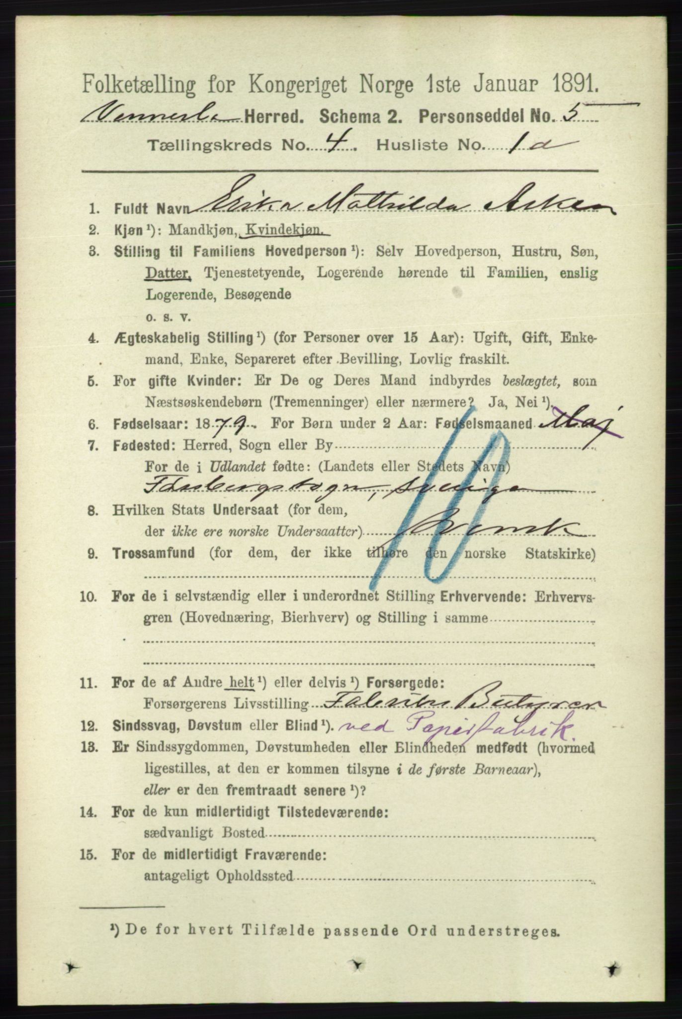 RA, 1891 census for 1014 Vennesla, 1891, p. 853