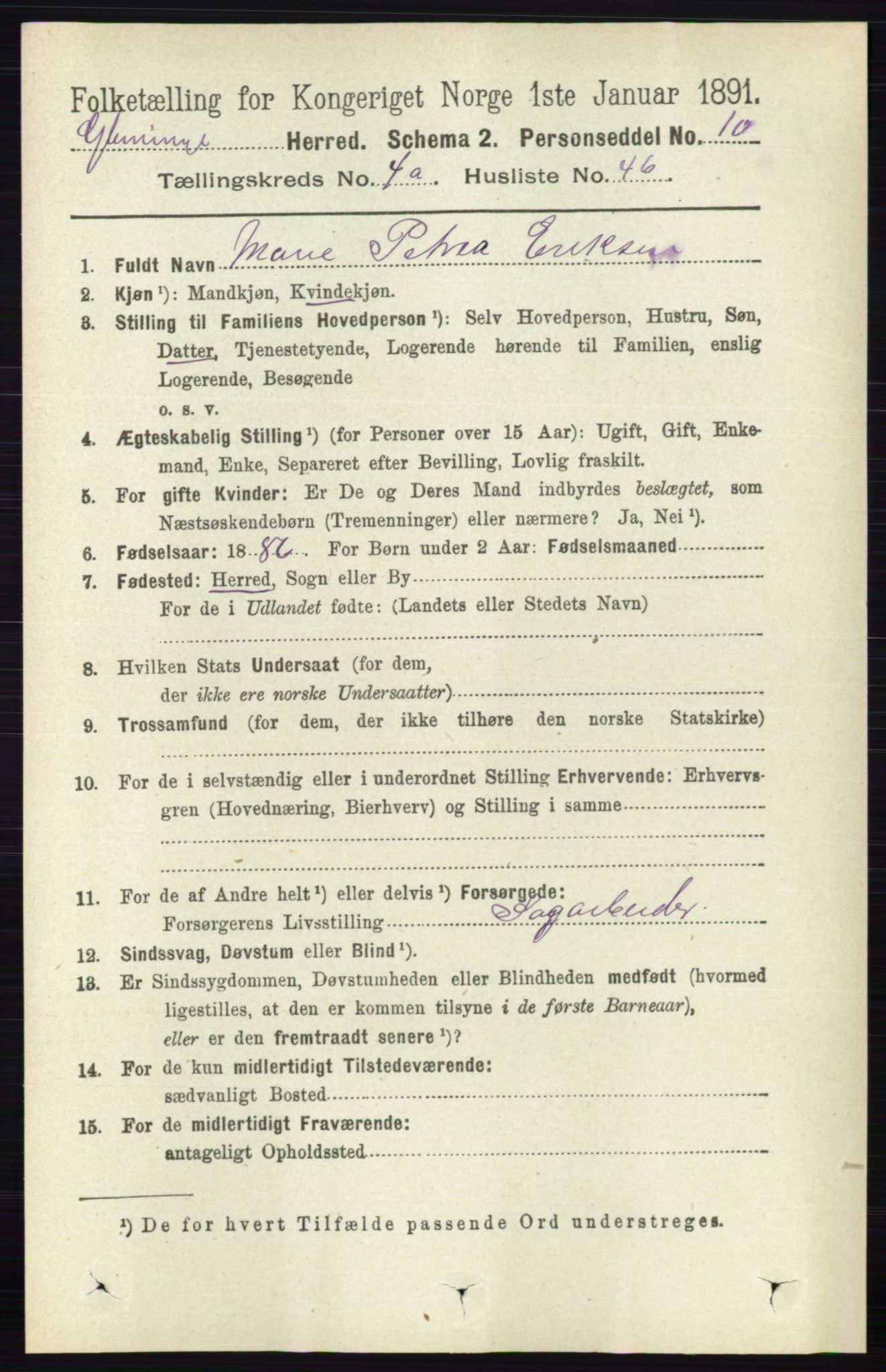 RA, 1891 census for 0132 Glemmen, 1891, p. 3904