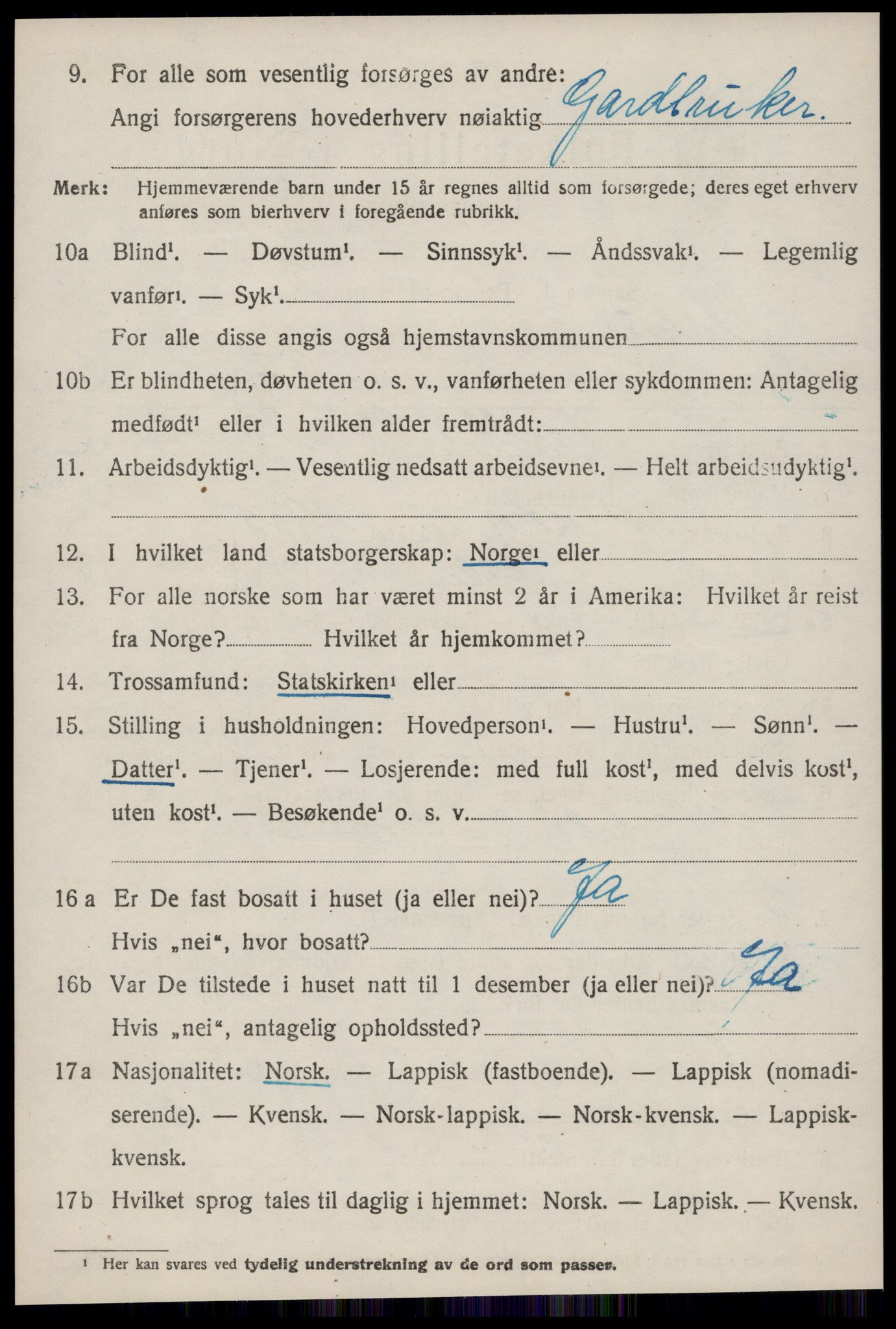 SAT, 1920 census for Klæbu, 1920, p. 1659