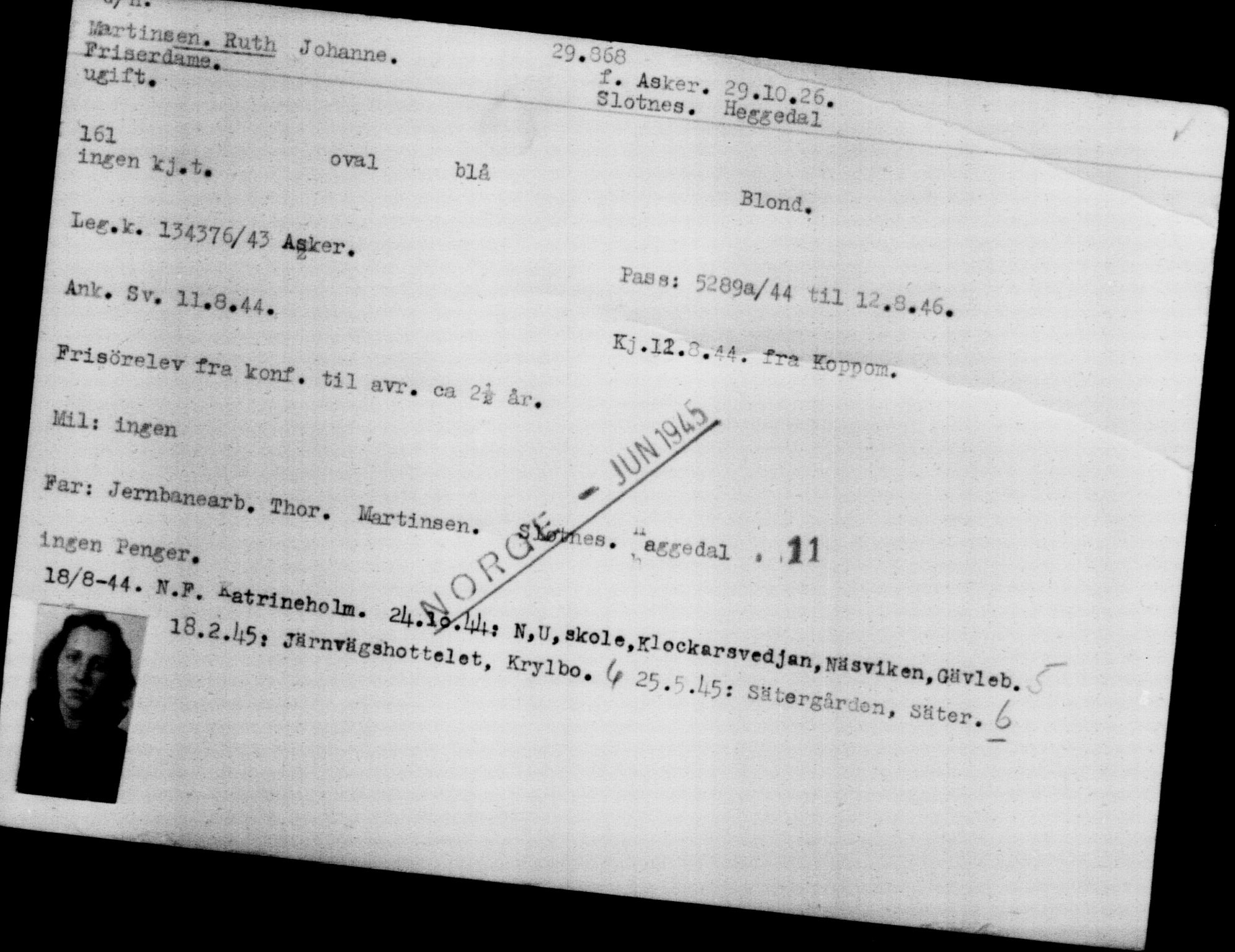 Utenriksstasjonene, Legasjonen i Stockholm, Flyktningkontoret, AV/RA-S-6753/V/Va/L0012: Kjesäterkartoteket, flyktninger med registreringsnr. 28300-31566, 1940-1945, p. 1726