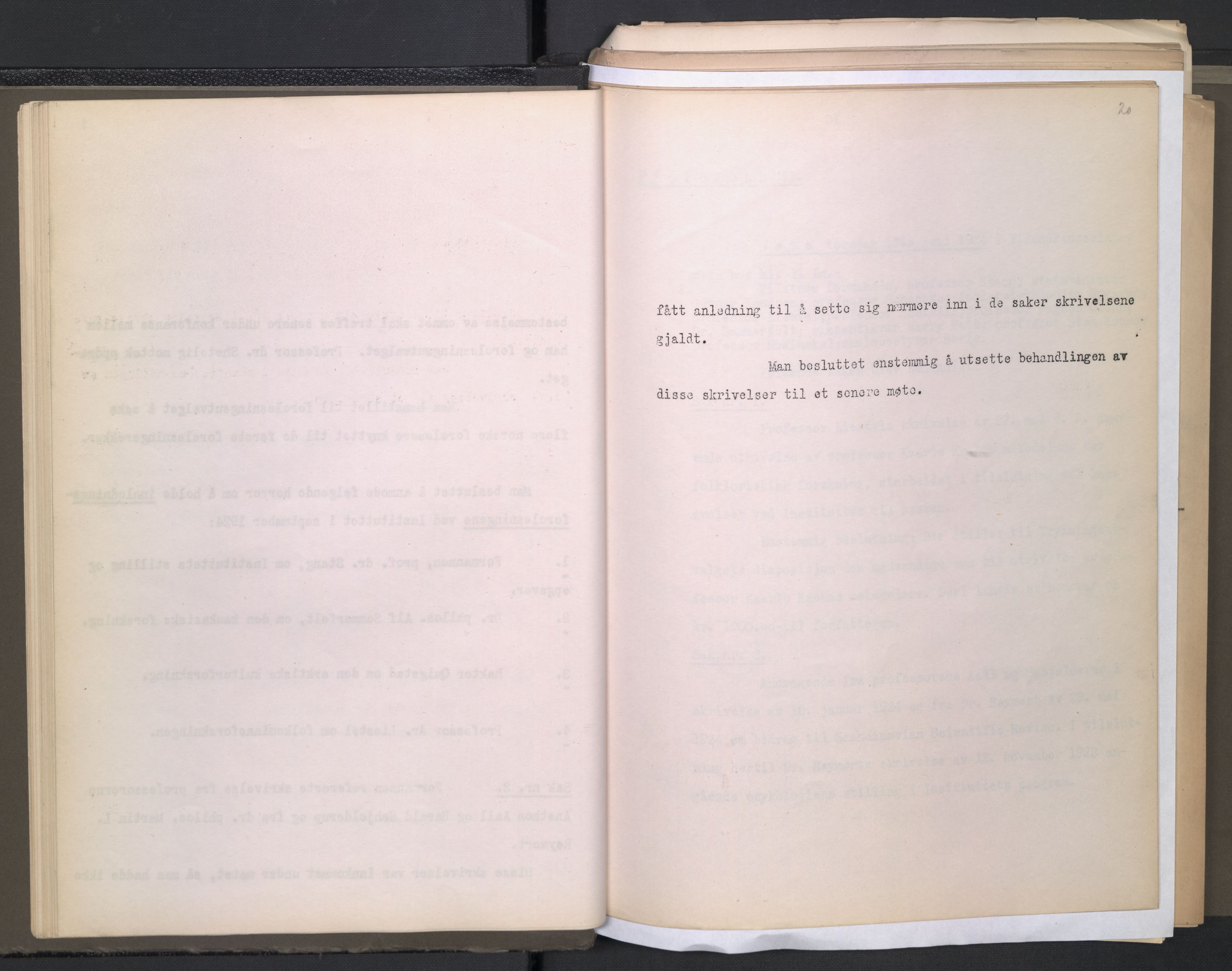 Instituttet for sammenlignende kulturforskning, AV/RA-PA-0424/A/L0005: Styreprotokoll, 1923-1930, p. 20