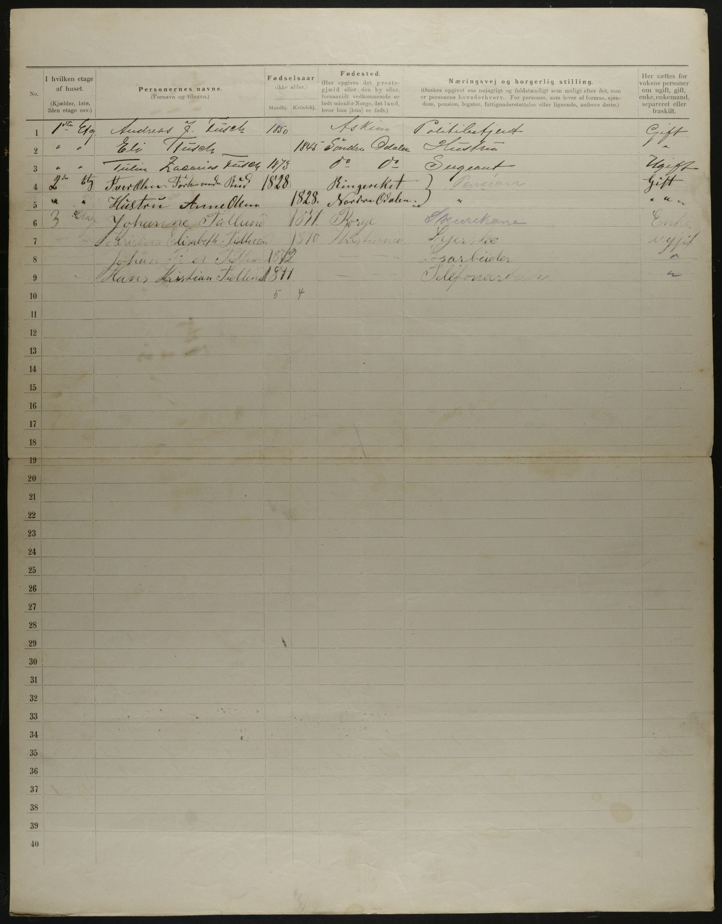 OBA, Municipal Census 1901 for Kristiania, 1901, p. 15099