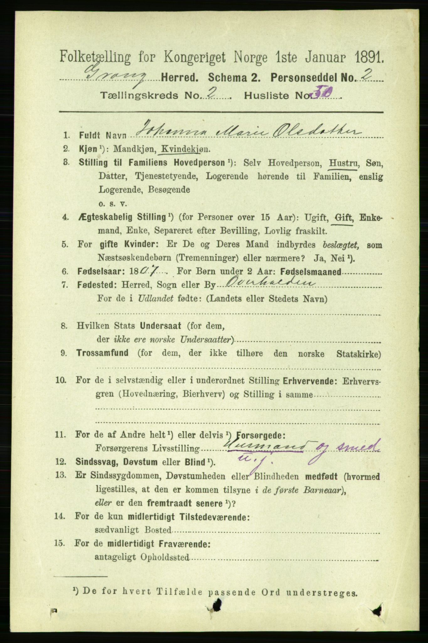 RA, 1891 census for 1742 Grong, 1891, p. 1025