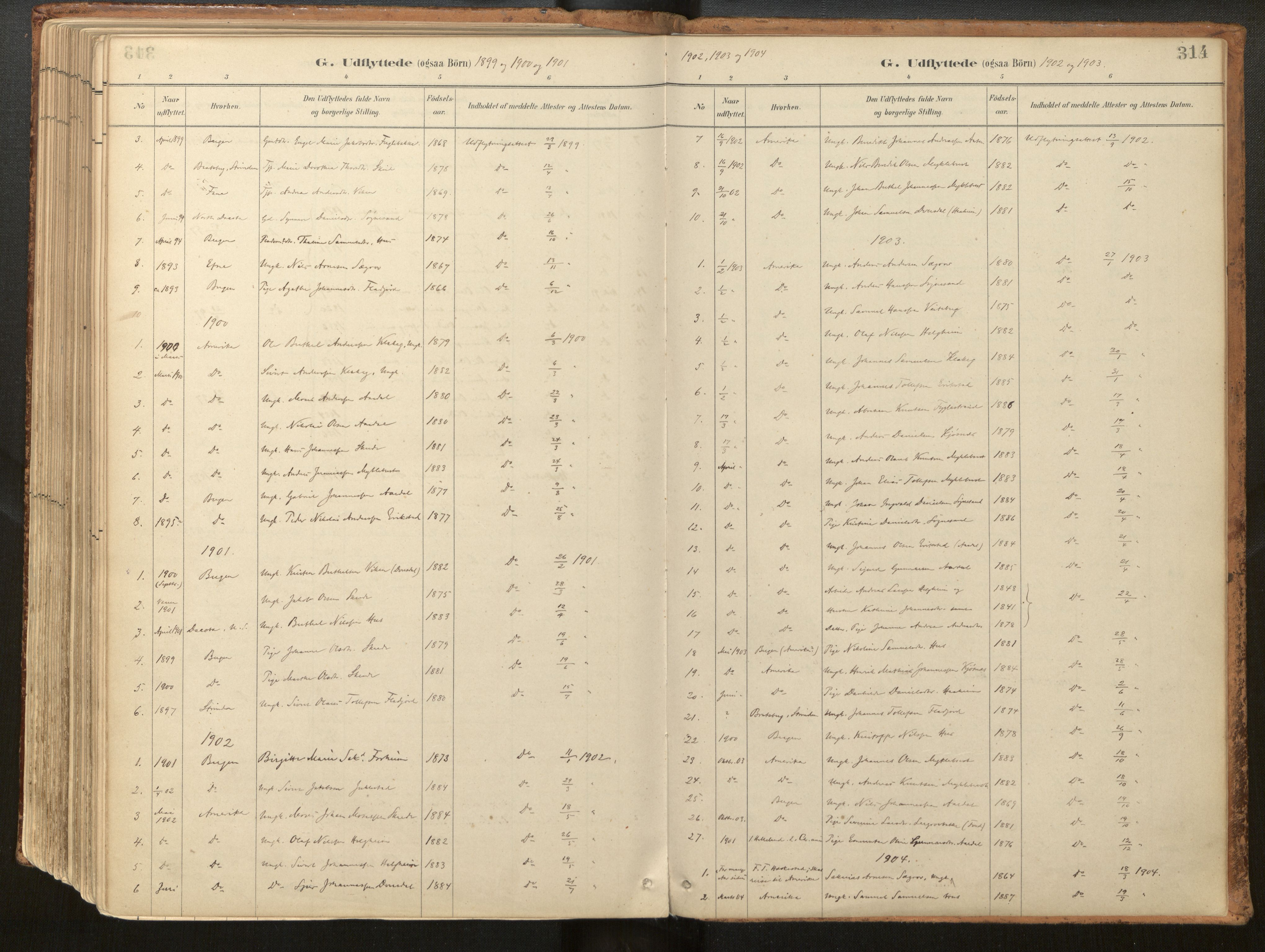 Jølster sokneprestembete, SAB/A-80701/H/Haa/Haac/L0001: Parish register (official) no. C 1, 1882-1928, p. 314