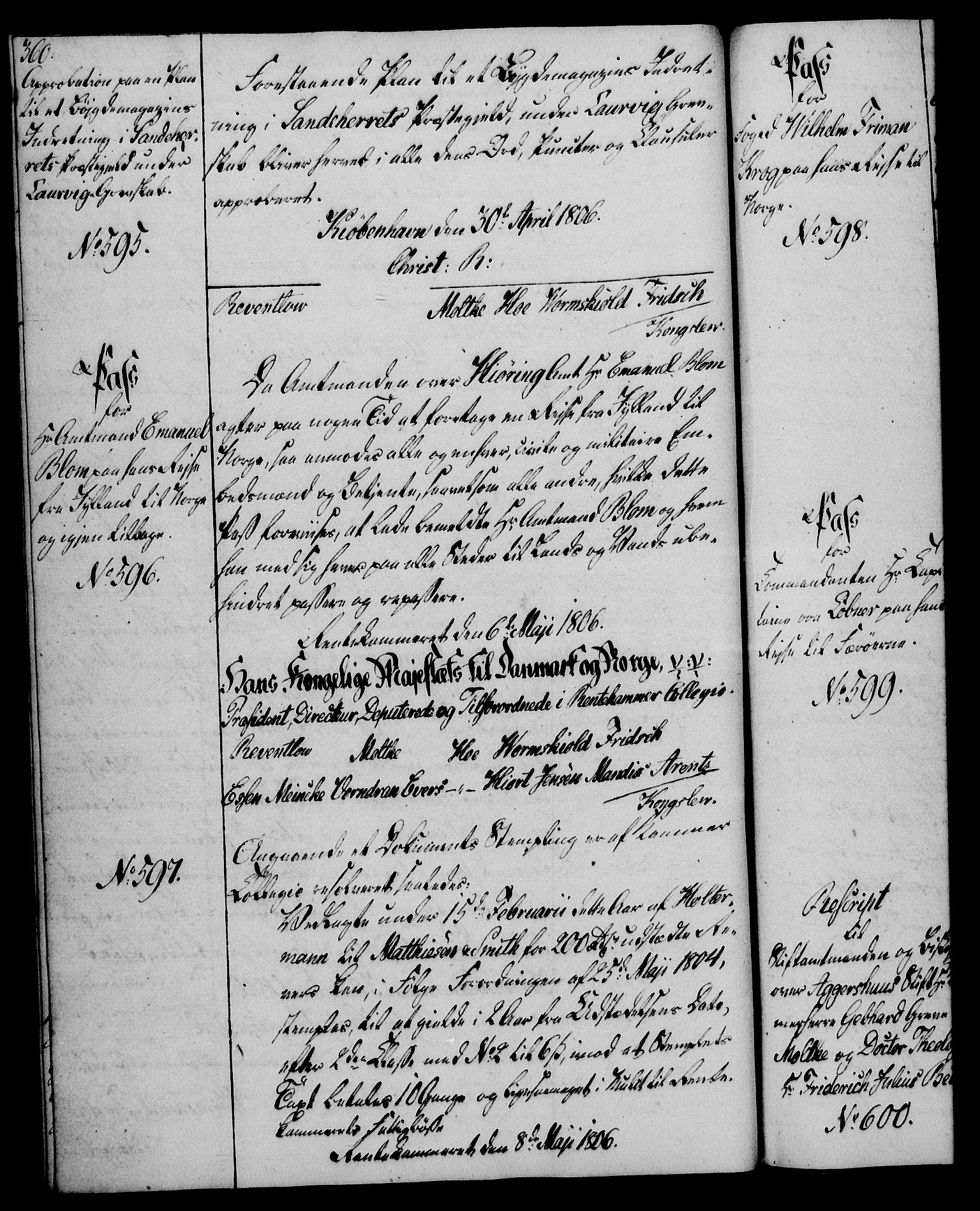 Rentekammeret, Kammerkanselliet, RA/EA-3111/G/Gg/Gga/L0018: Norsk ekspedisjonsprotokoll med register (merket RK 53.18), 1804-1806, p. 360