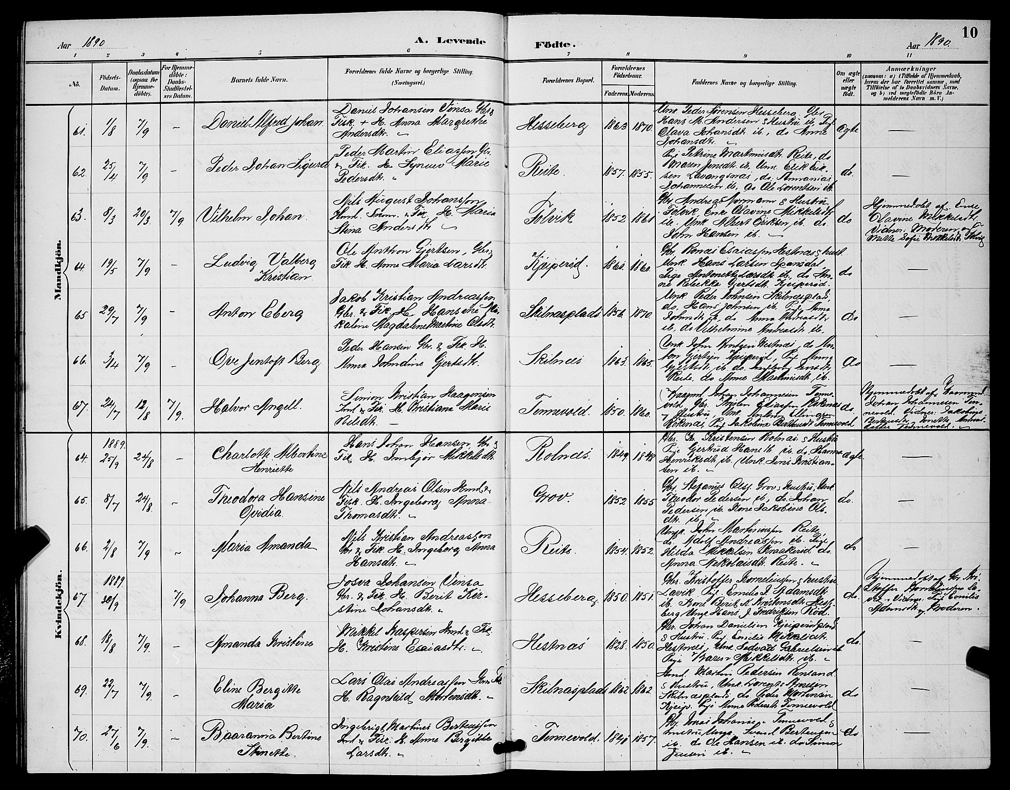 Ibestad sokneprestembete, SATØ/S-0077/H/Ha/Hab/L0008klokker: Parish register (copy) no. 8, 1890-1903, p. 10