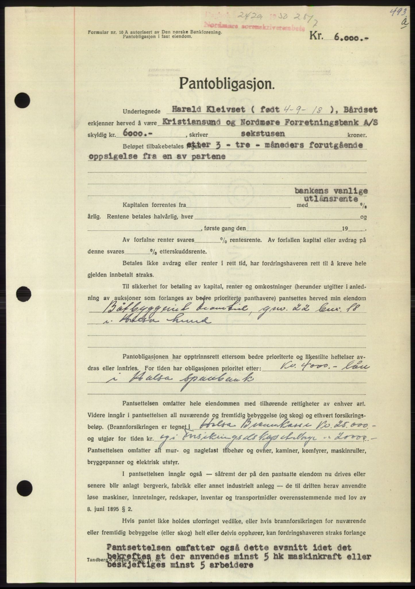 Nordmøre sorenskriveri, AV/SAT-A-4132/1/2/2Ca: Mortgage book no. B105, 1950-1950, Diary no: : 2429/1950