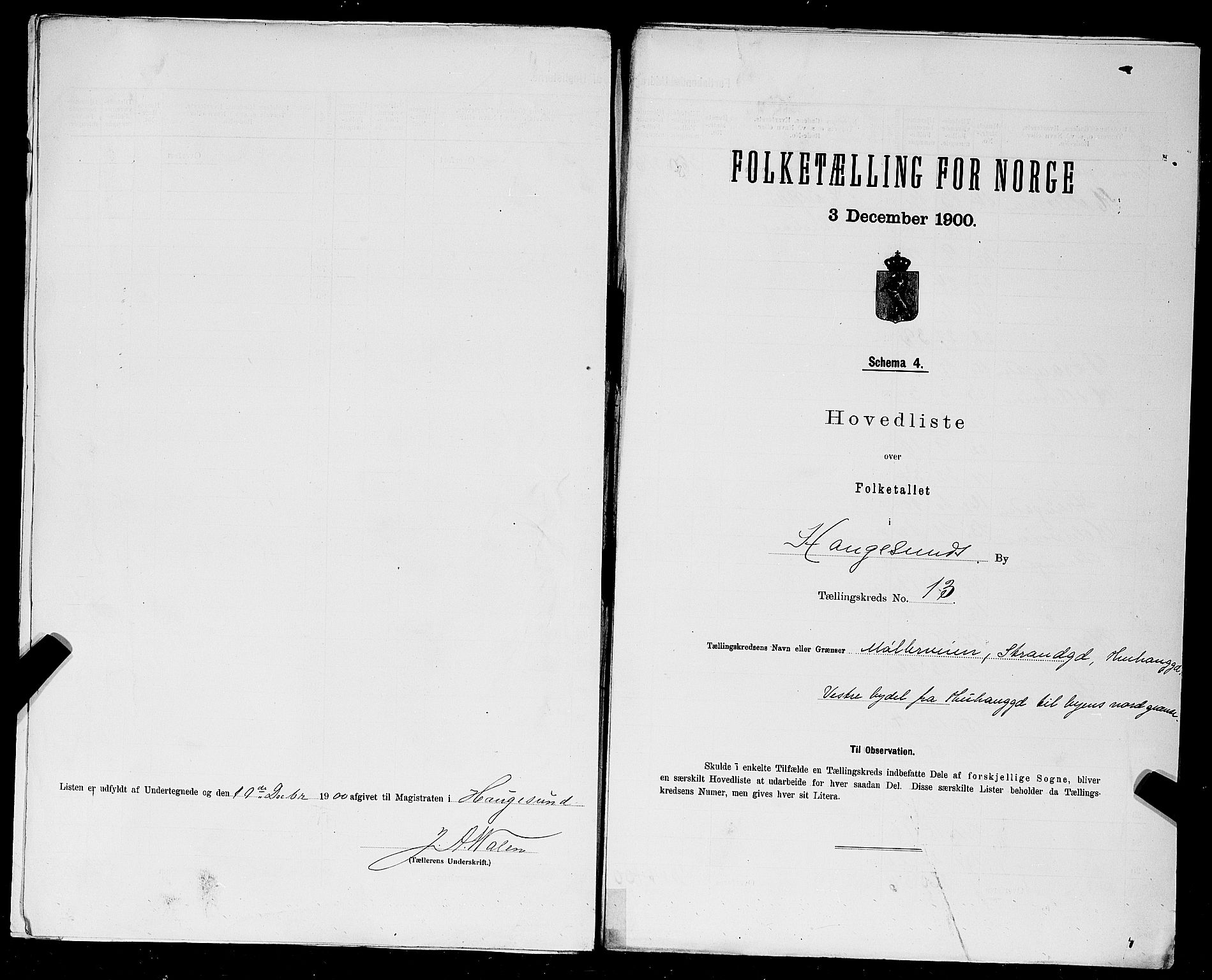 SAST, 1900 census for Haugesund, 1900, p. 92