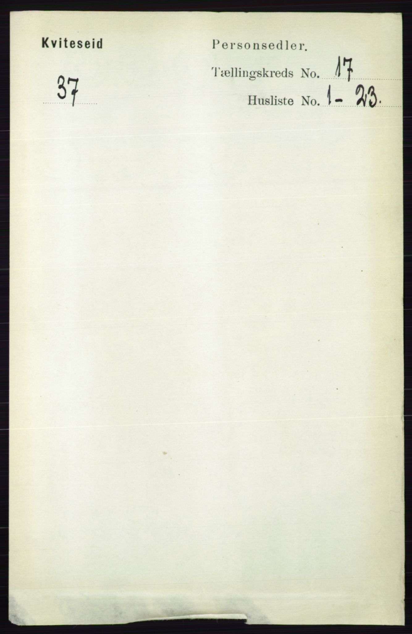 RA, 1891 census for 0829 Kviteseid, 1891, p. 3778