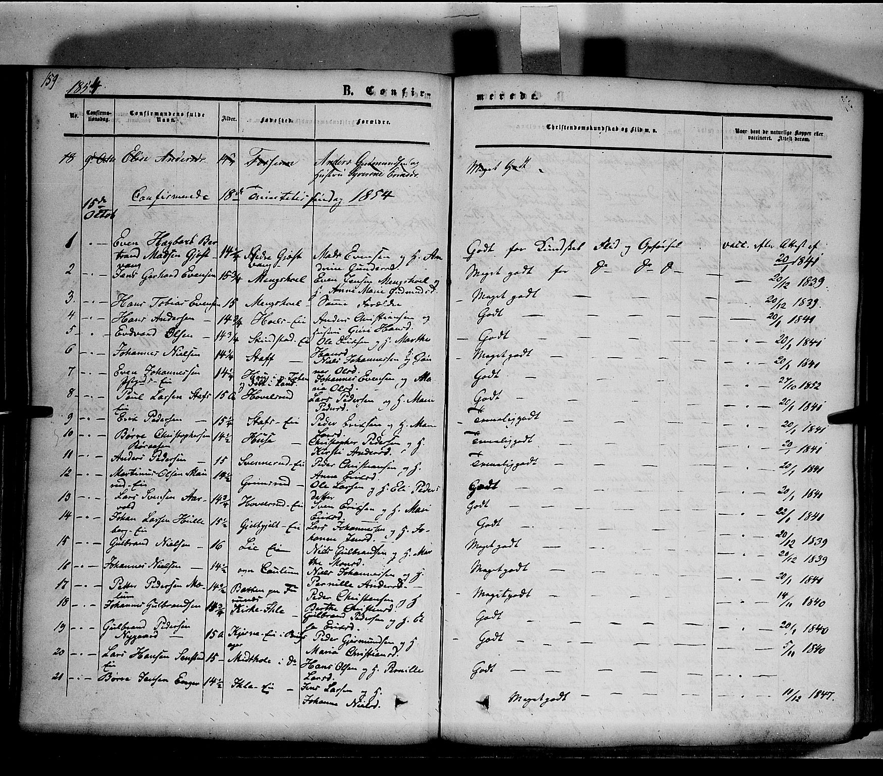 Nes prestekontor, Hedmark, SAH/PREST-020/K/Ka/L0004: Parish register (official) no. 4, 1852-1886, p. 159