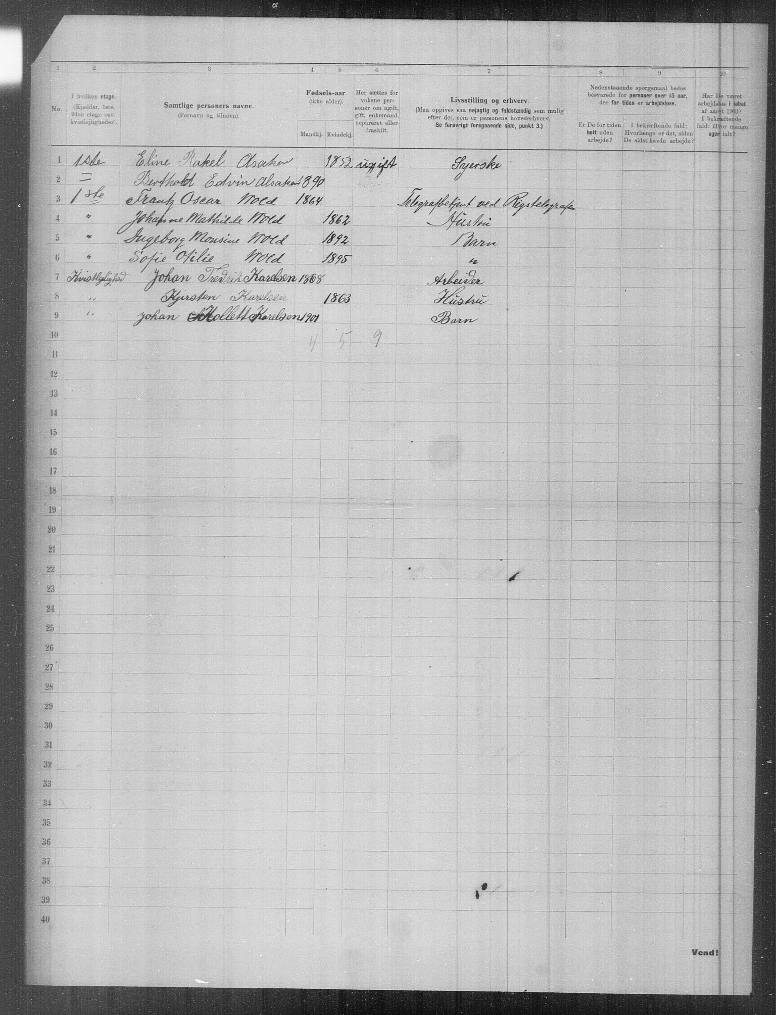 OBA, Municipal Census 1903 for Kristiania, 1903, p. 5086