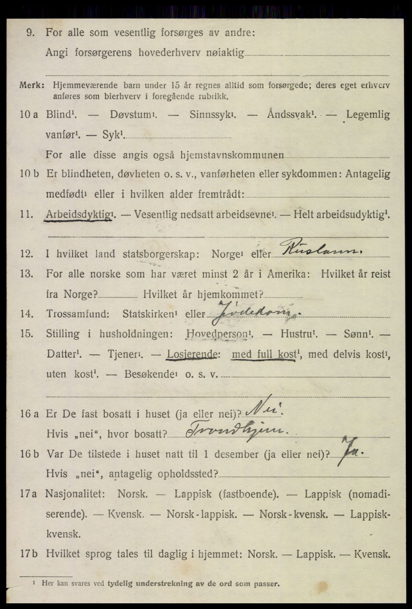 SAT, 1920 census for Tydal, 1920, p. 878