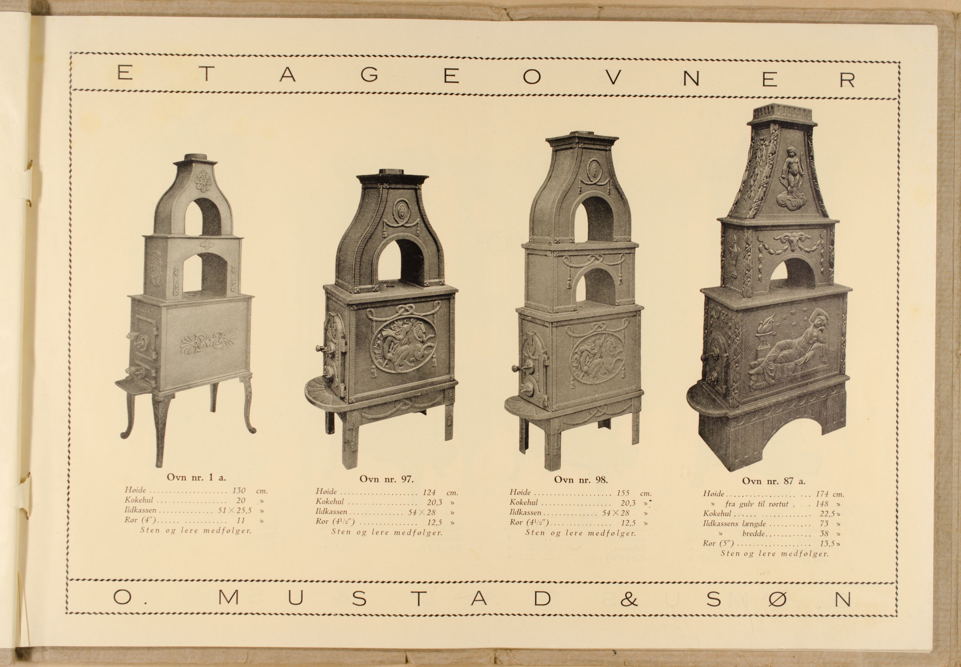 Næs Jernverksmuseets samling av historiske ovnskataloger, NESJ/NJM-006/01/L0012: O. Mustad & Søn, Støpegods Katalog, 1889-1910