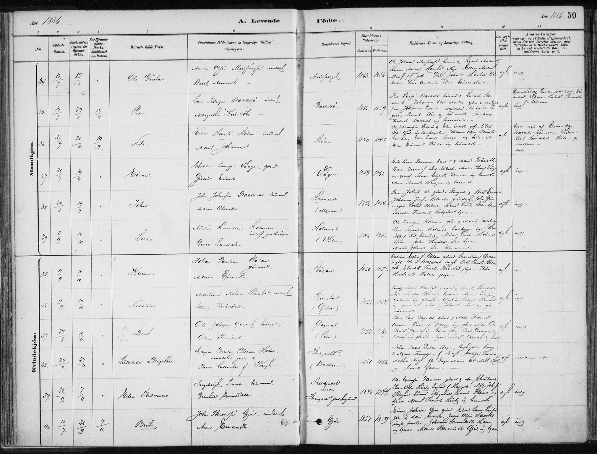 Ministerialprotokoller, klokkerbøker og fødselsregistre - Møre og Romsdal, SAT/A-1454/586/L0987: Parish register (official) no. 586A13, 1879-1892, p. 59