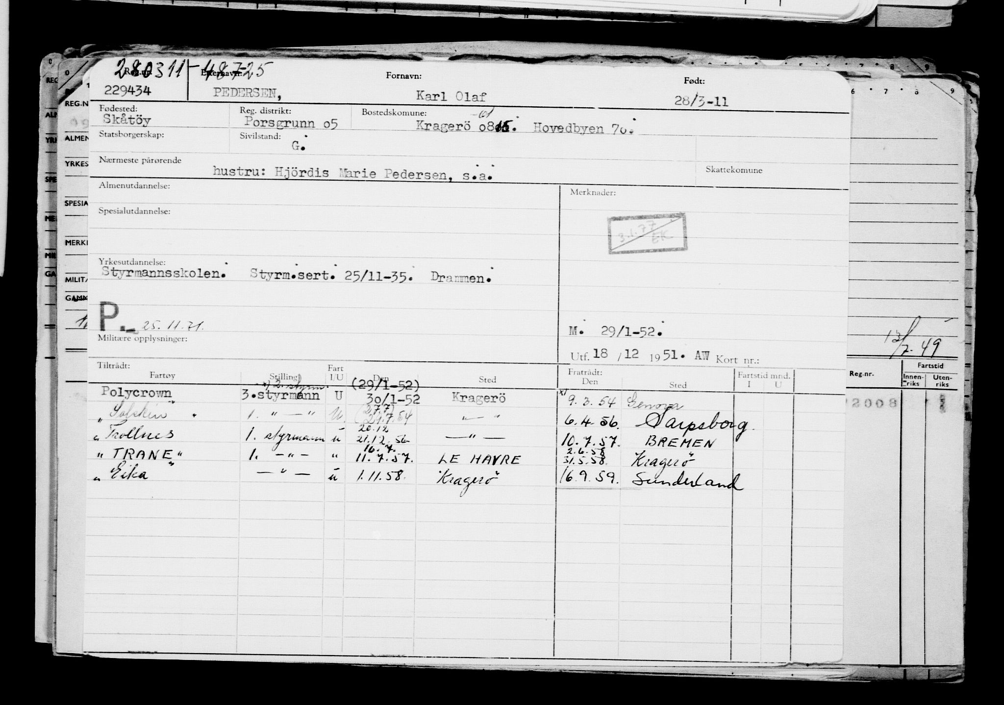 Direktoratet for sjømenn, AV/RA-S-3545/G/Gb/L0094: Hovedkort, 1911, p. 867