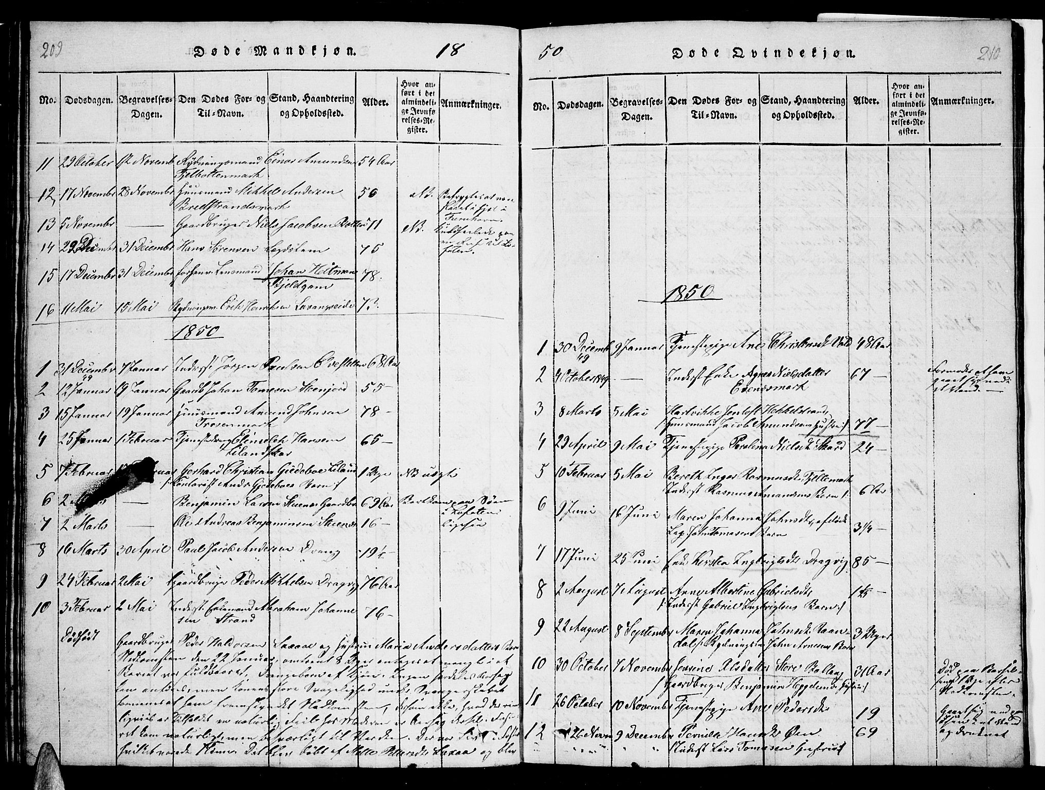 Ministerialprotokoller, klokkerbøker og fødselsregistre - Nordland, AV/SAT-A-1459/863/L0911: Parish register (copy) no. 863C01, 1821-1858, p. 209-210