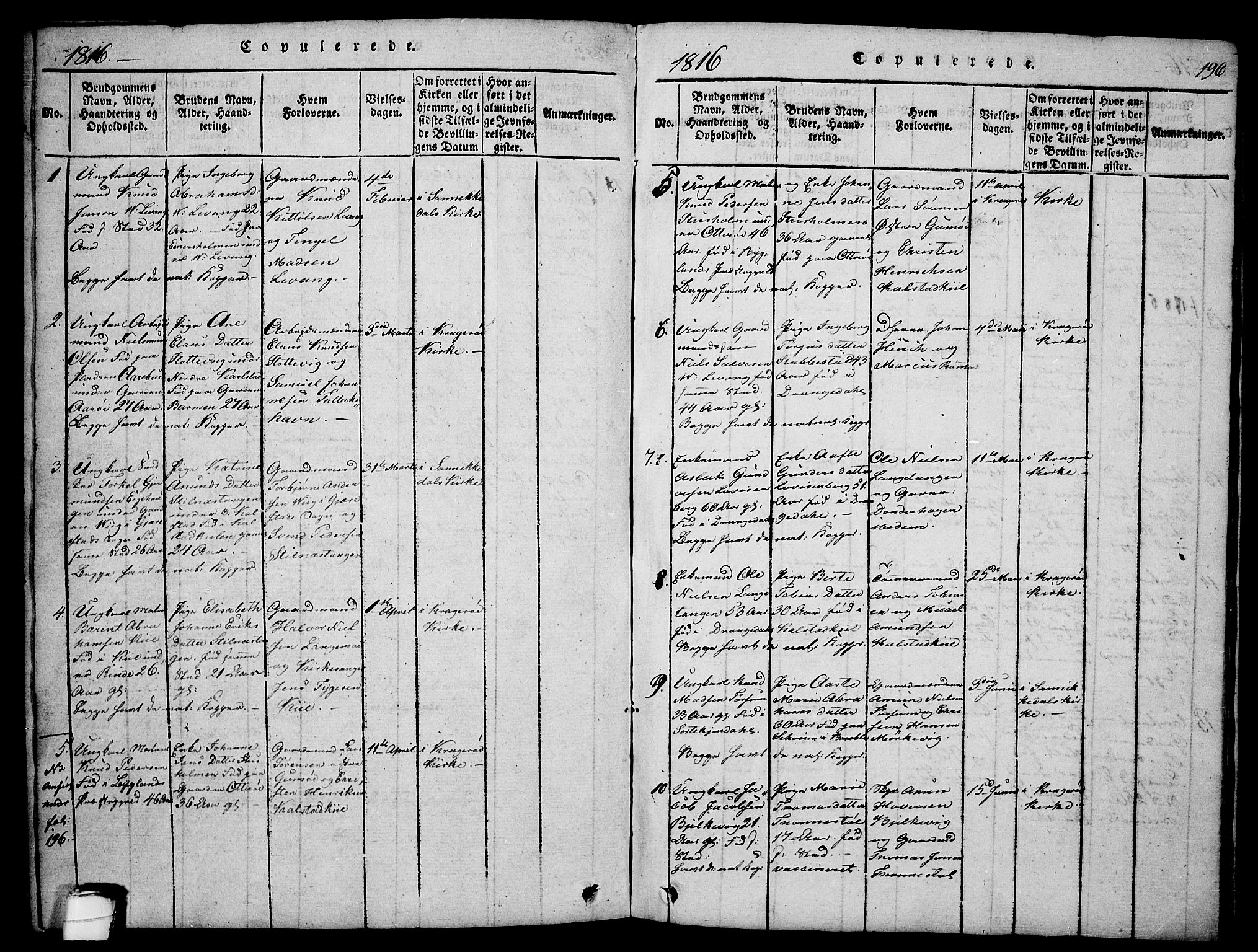 Sannidal kirkebøker, SAKO/A-296/F/Fa/L0004: Parish register (official) no. 4, 1814-1829, p. 196