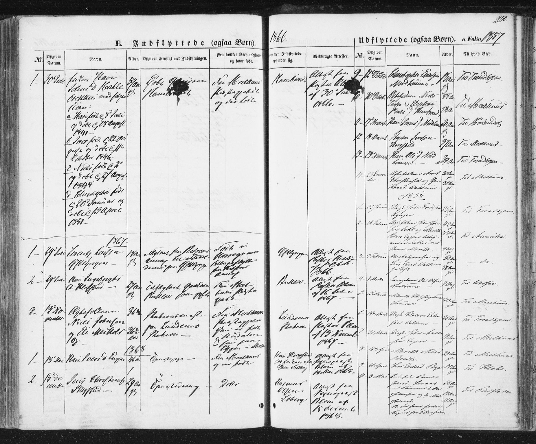 Ministerialprotokoller, klokkerbøker og fødselsregistre - Sør-Trøndelag, SAT/A-1456/692/L1103: Parish register (official) no. 692A03, 1849-1870, p. 250