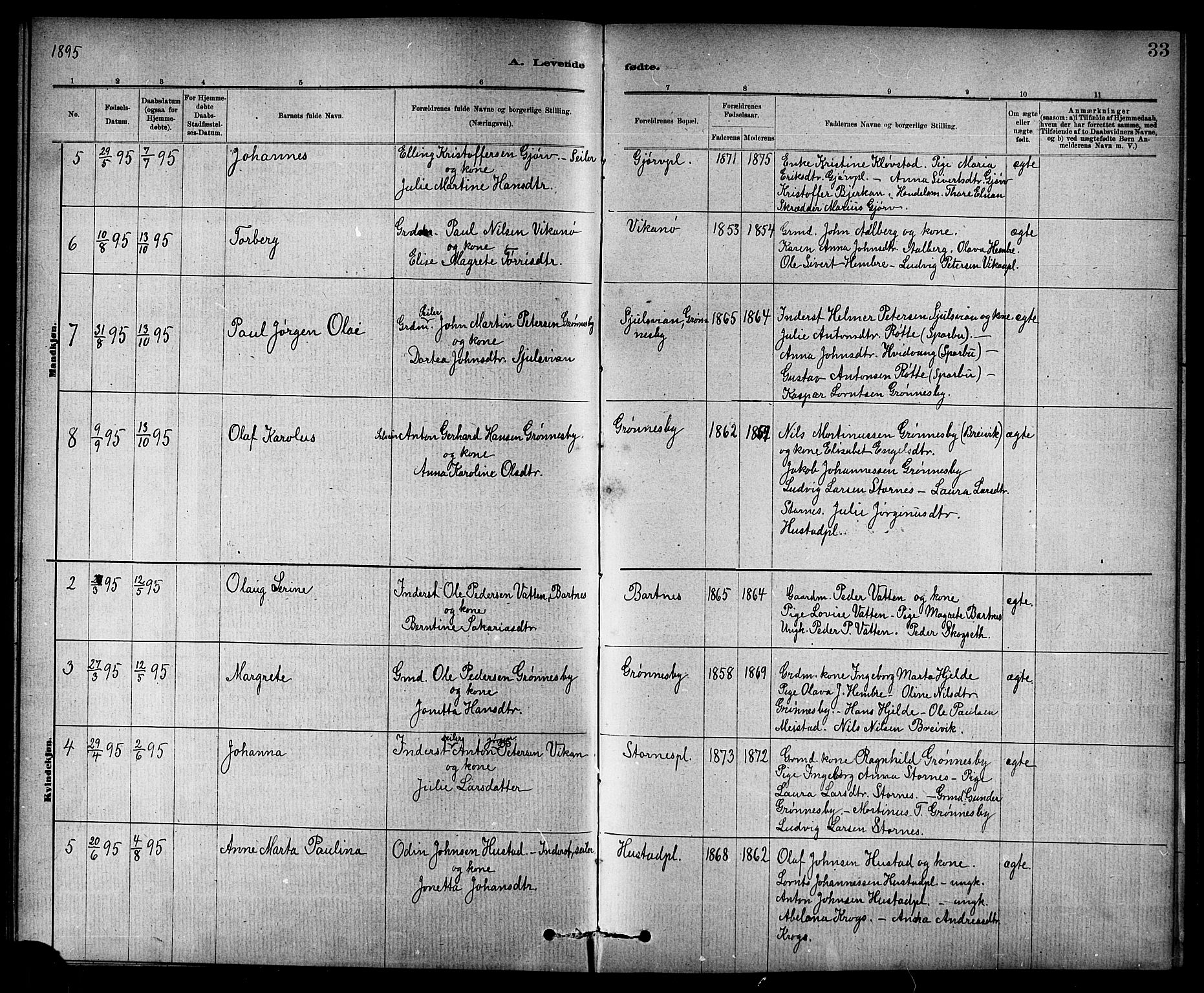 Ministerialprotokoller, klokkerbøker og fødselsregistre - Nord-Trøndelag, AV/SAT-A-1458/732/L0318: Parish register (copy) no. 732C02, 1881-1911, p. 33