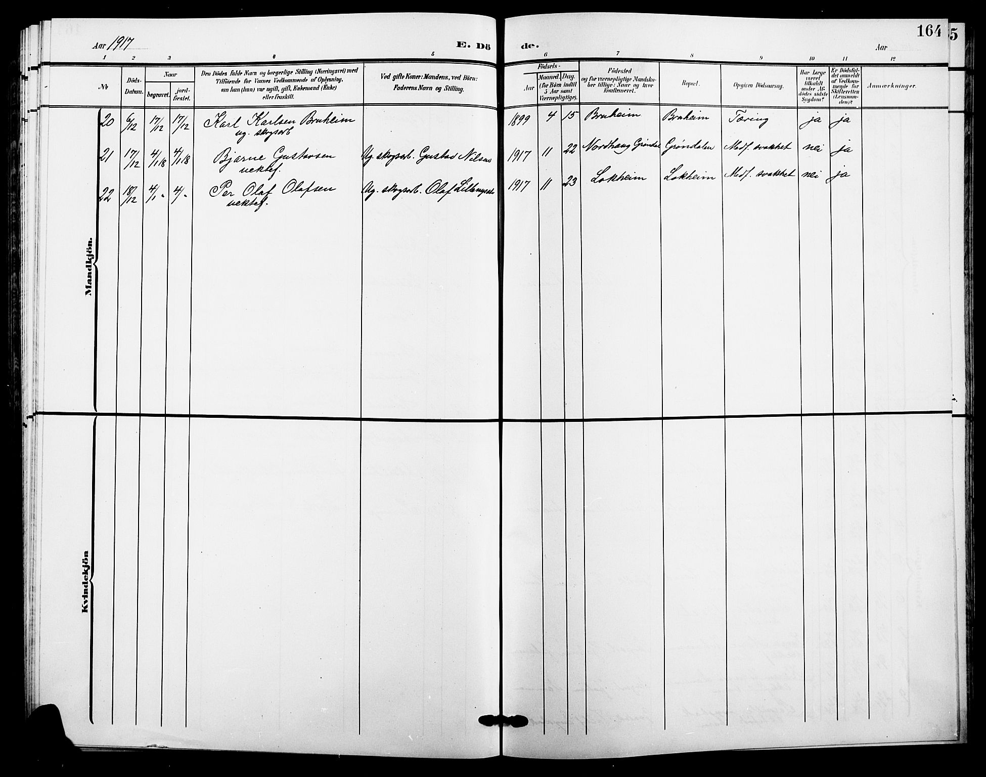 Trysil prestekontor, SAH/PREST-046/H/Ha/Hab/L0009: Parish register (copy) no. 9, 1904-1924, p. 164