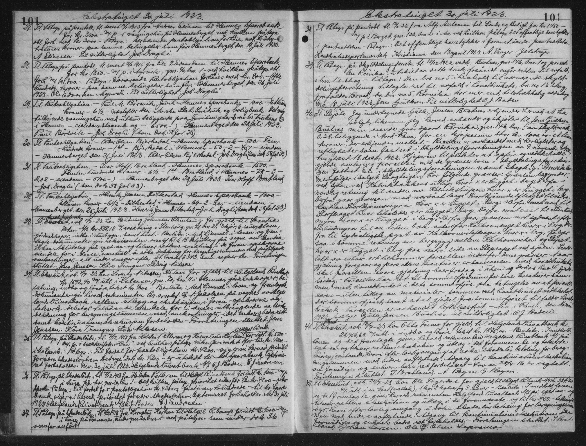 Rana sorenskriveri , AV/SAT-A-1108/1/2/2C/L0018: Mortgage book no. 18, 1923-1928, p. 101, Deed date: 30.07.1923