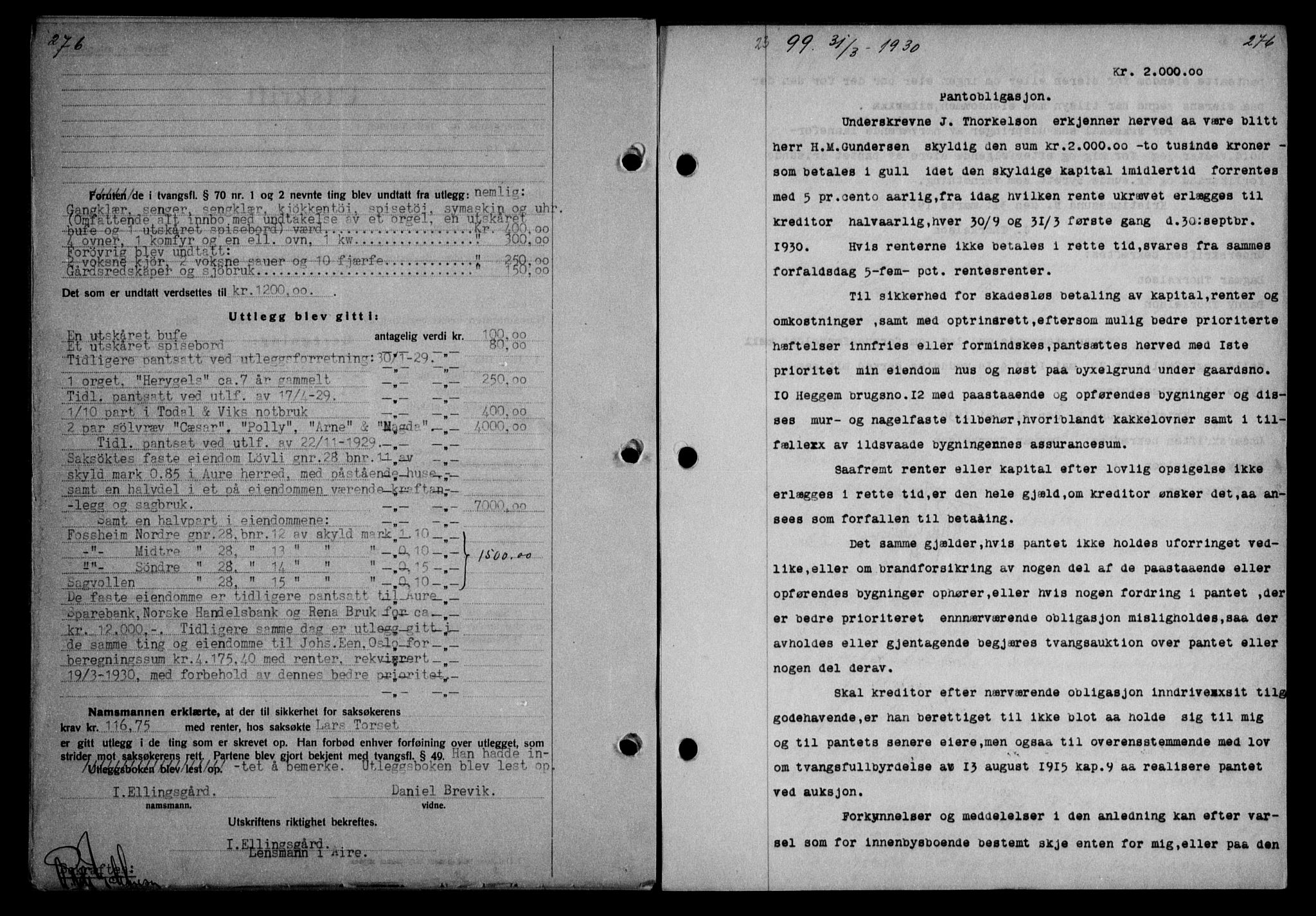 Nordmøre sorenskriveri, AV/SAT-A-4132/1/2/2Ca/L0069: Mortgage book no. 59, 1930-1930, Deed date: 31.03.1930