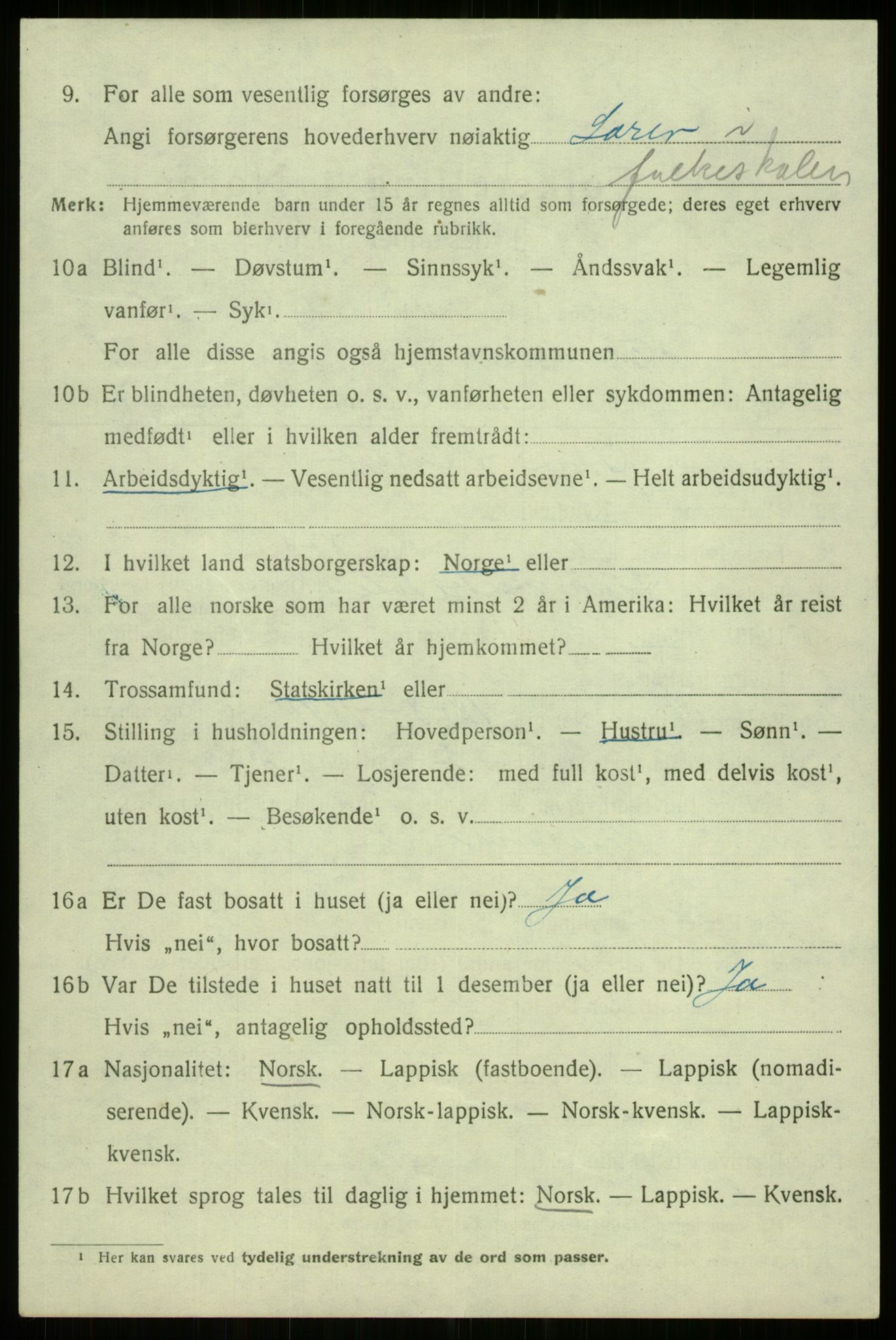 SATØ, 1920 census for Trondenes, 1920, p. 3170