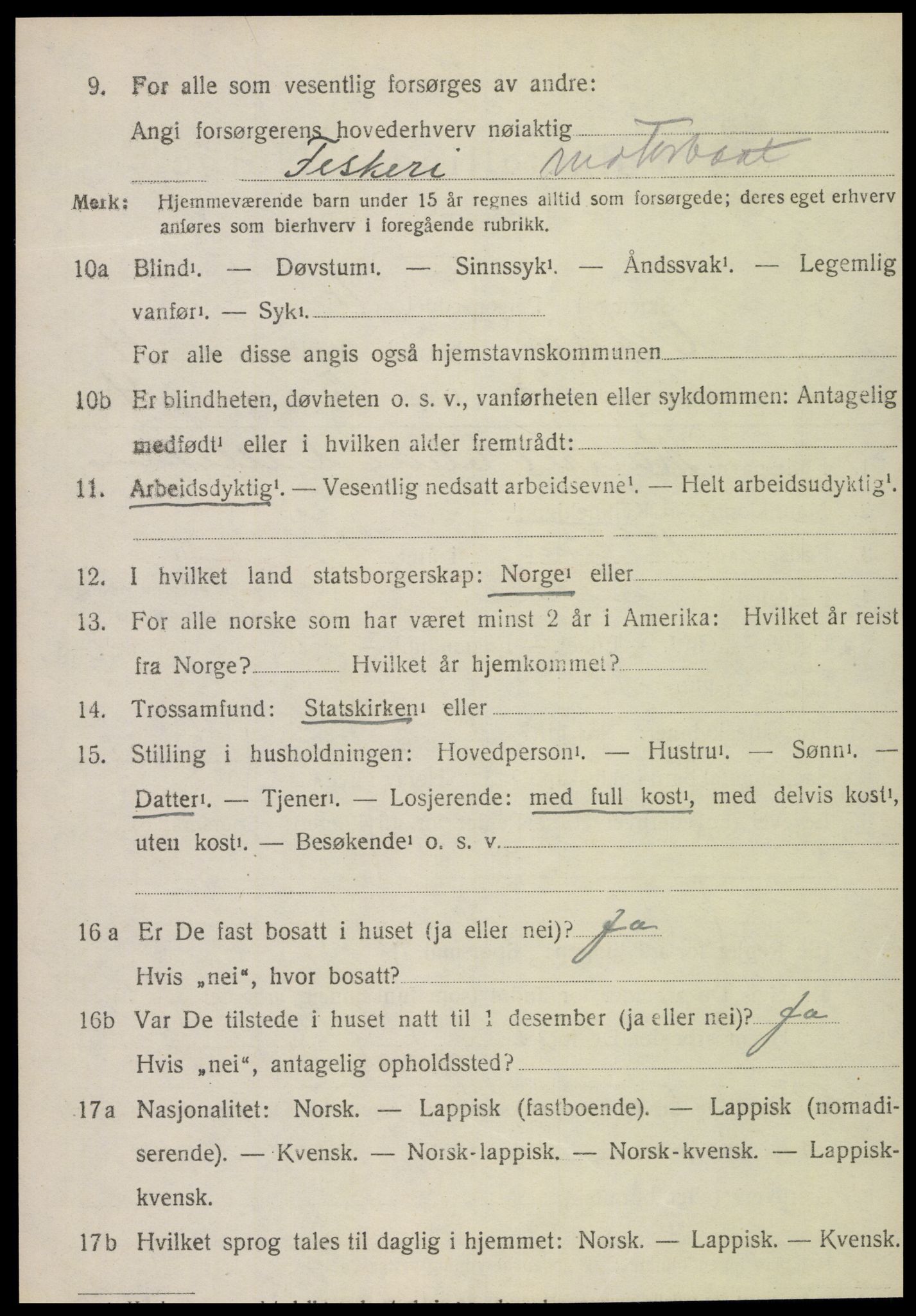 SAT, 1920 census for Vikna, 1920, p. 4364