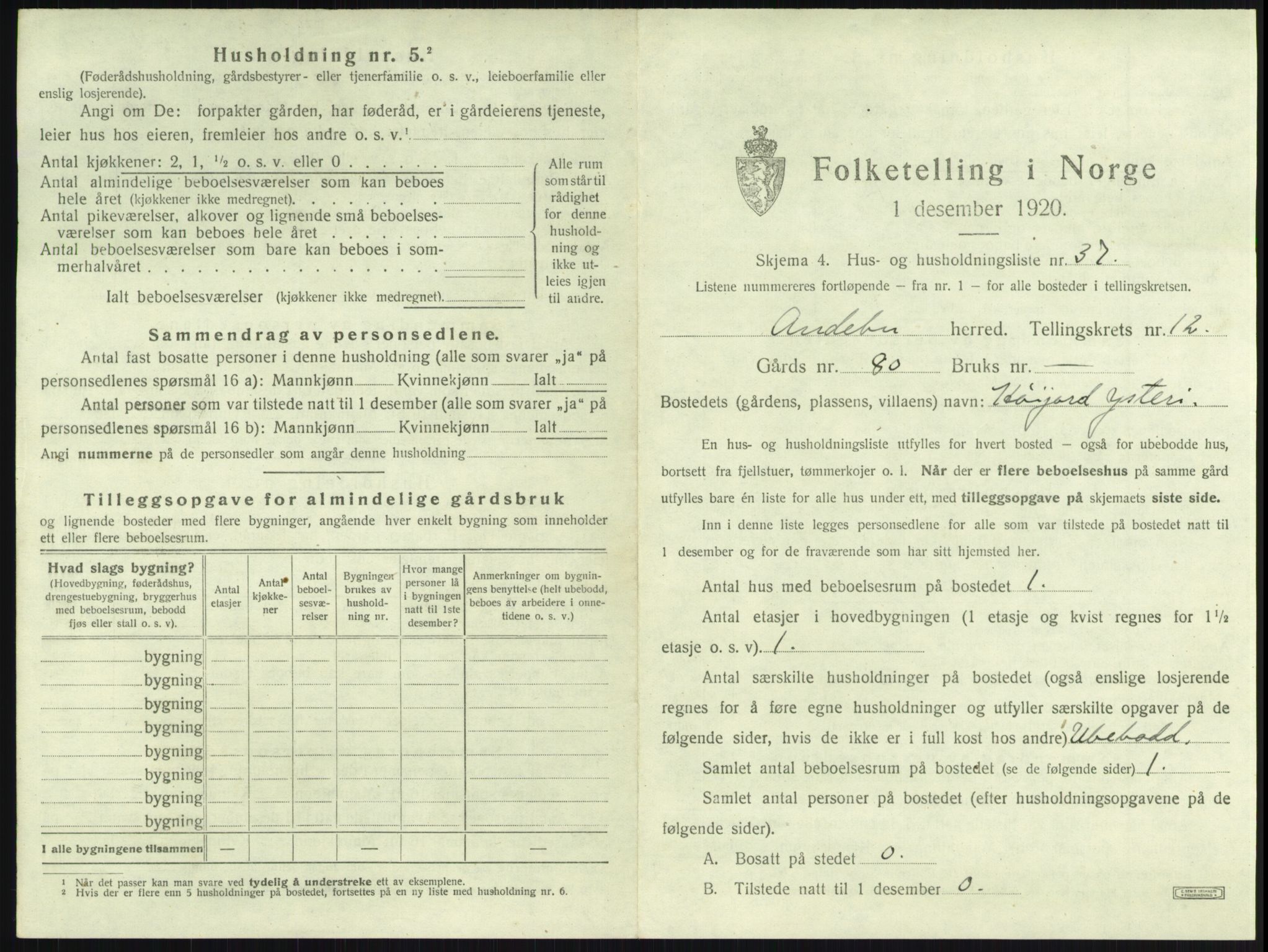 SAKO, 1920 census for Andebu, 1920, p. 722