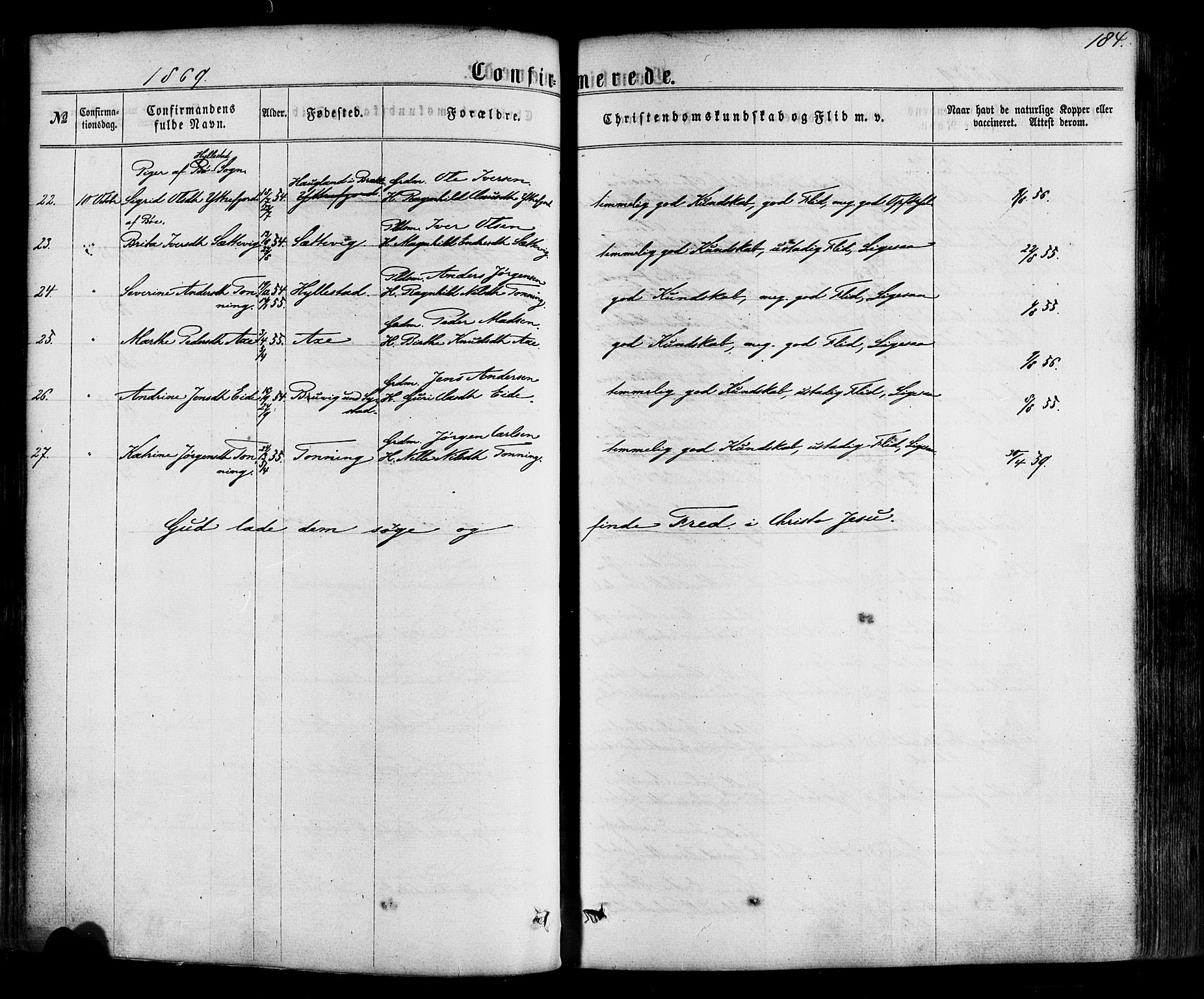 Hyllestad sokneprestembete, AV/SAB-A-80401: Parish register (official) no. A 1, 1861-1886, p. 184